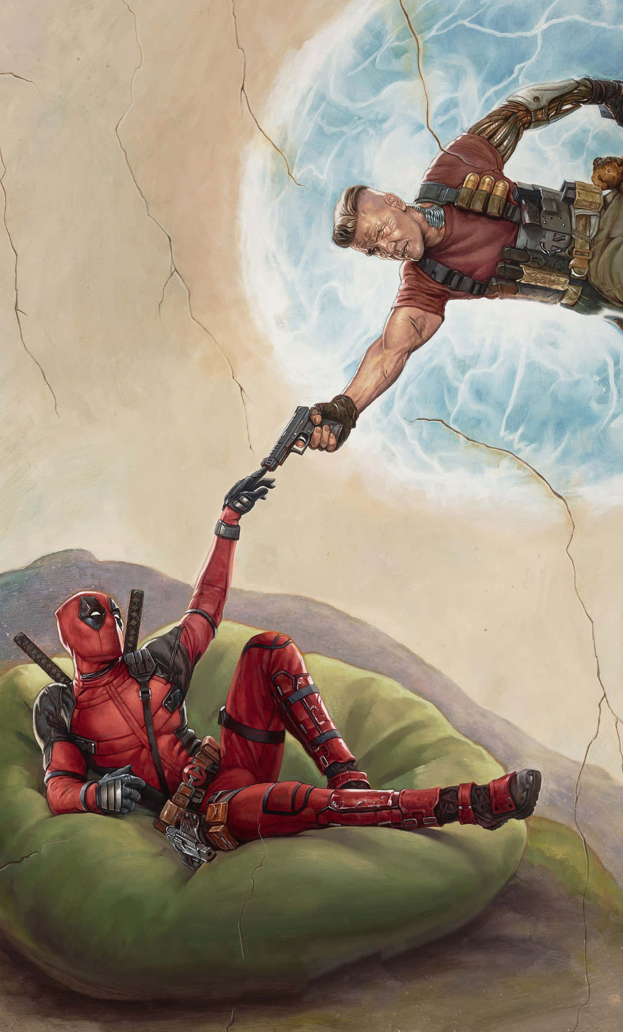 Deadpool-versjon av Skapelsen av Adam 4K Bakgrunner