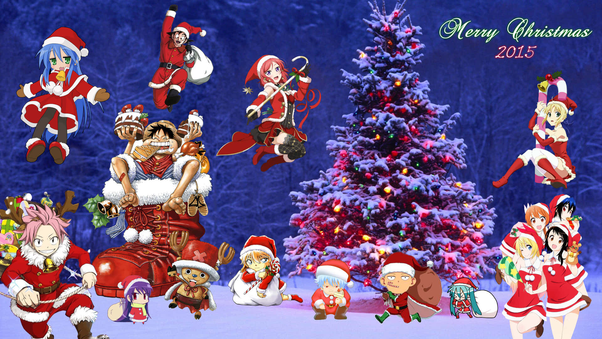 Del julestemningen med disse søte animefigurene! Bakgrunner