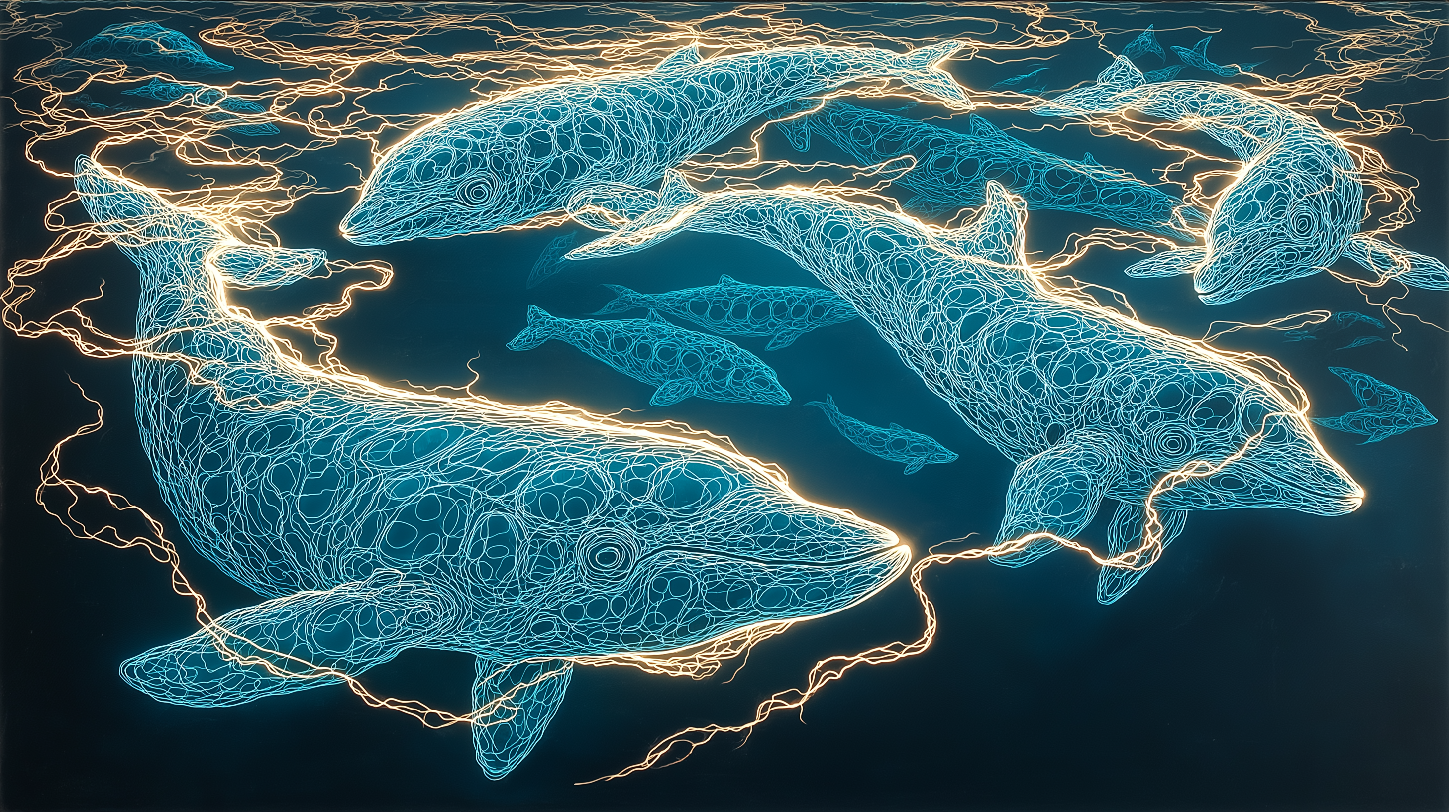 Delfiner i bioluminescerende vann Bakgrunner