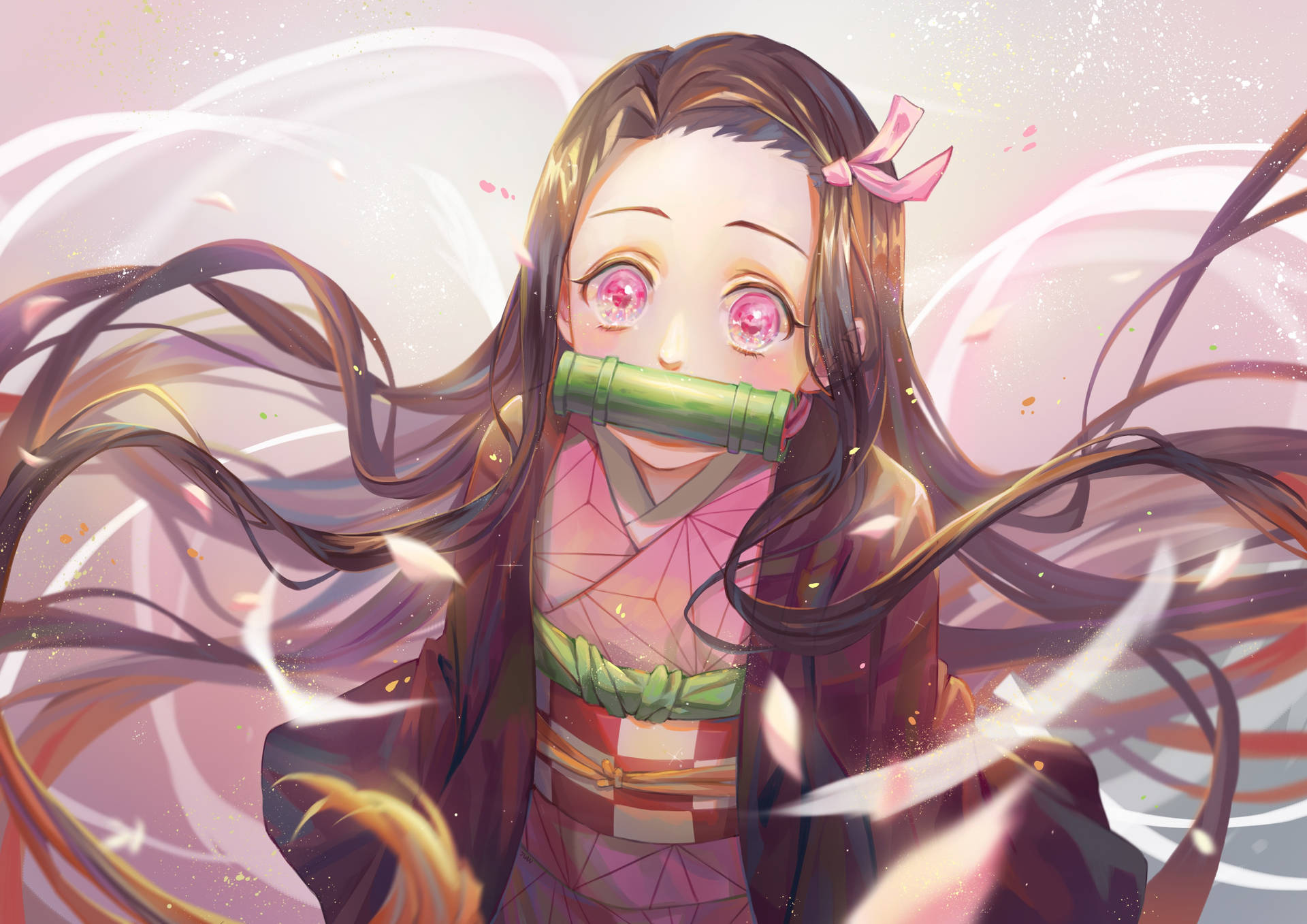 Demon Slayer 4k Nezuko Søt Bakgrunnsbilde