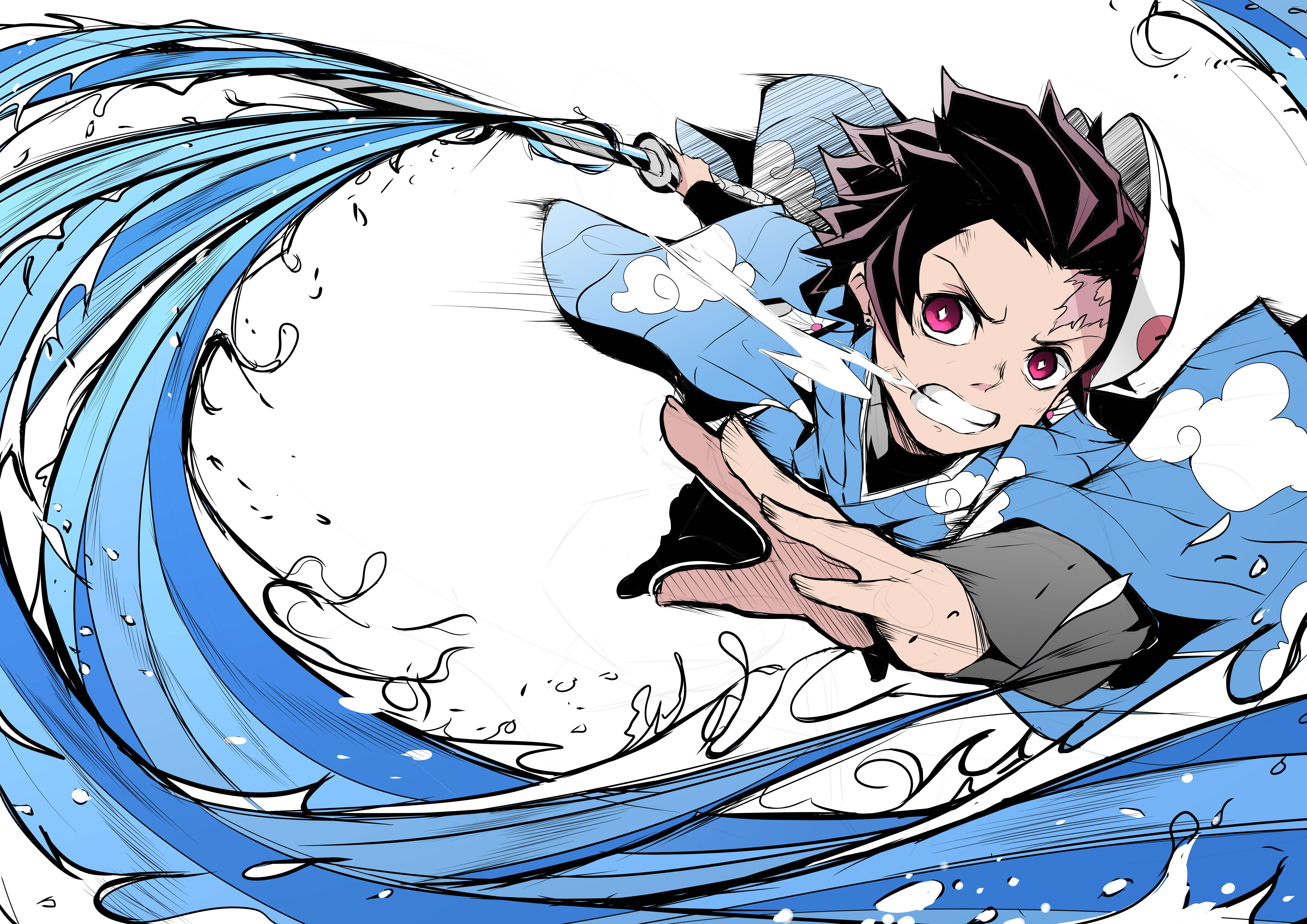 Demon Slayer 4K Tanjiro Hvit Bakgrunner