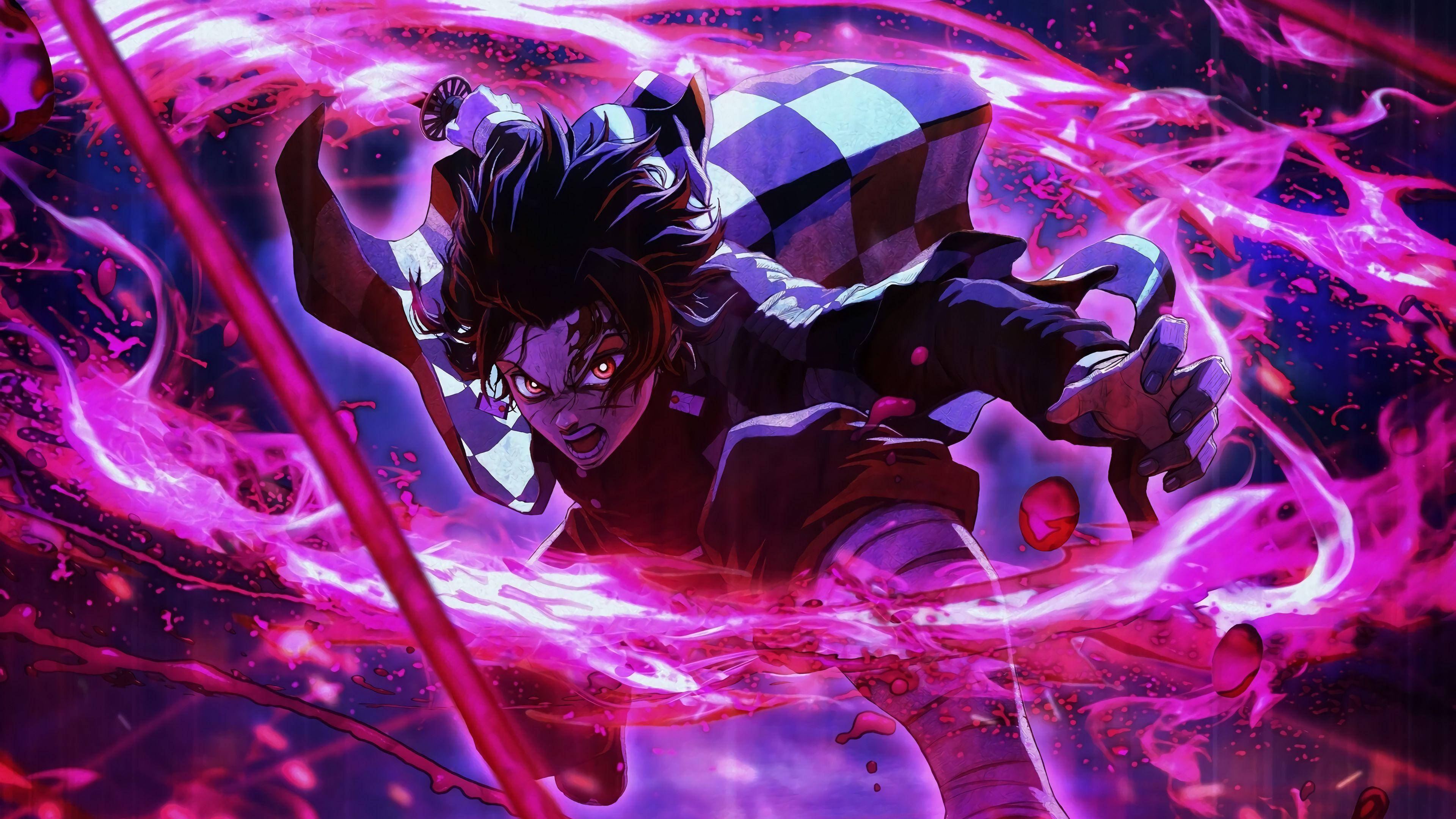 Demon Slayer 4K Tanjiro Ild Bakgrunner