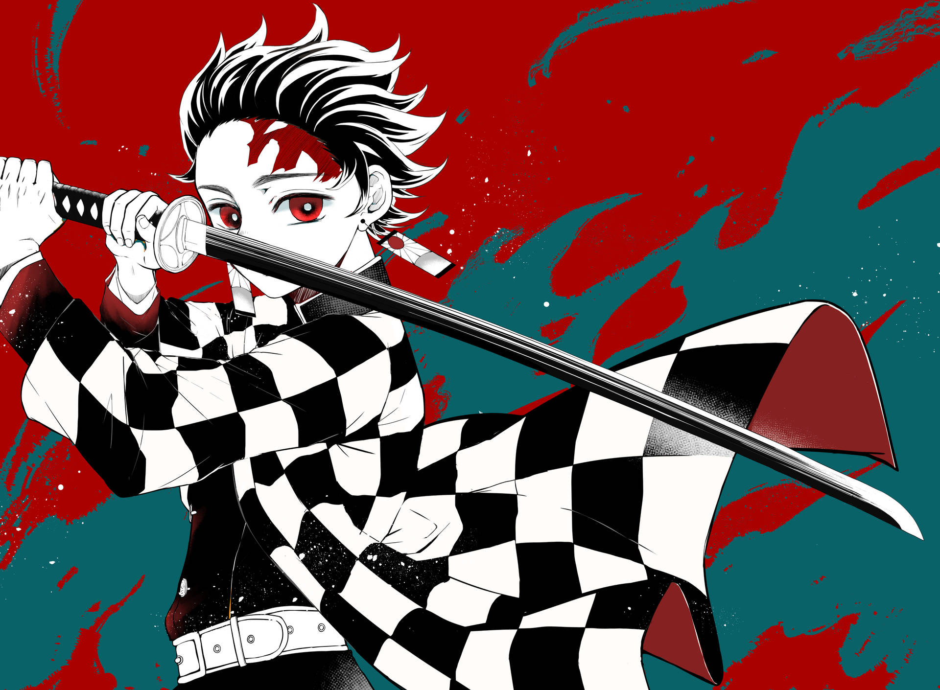 Demon Slayer 4K Tanjiro Grønn Bakgrunner