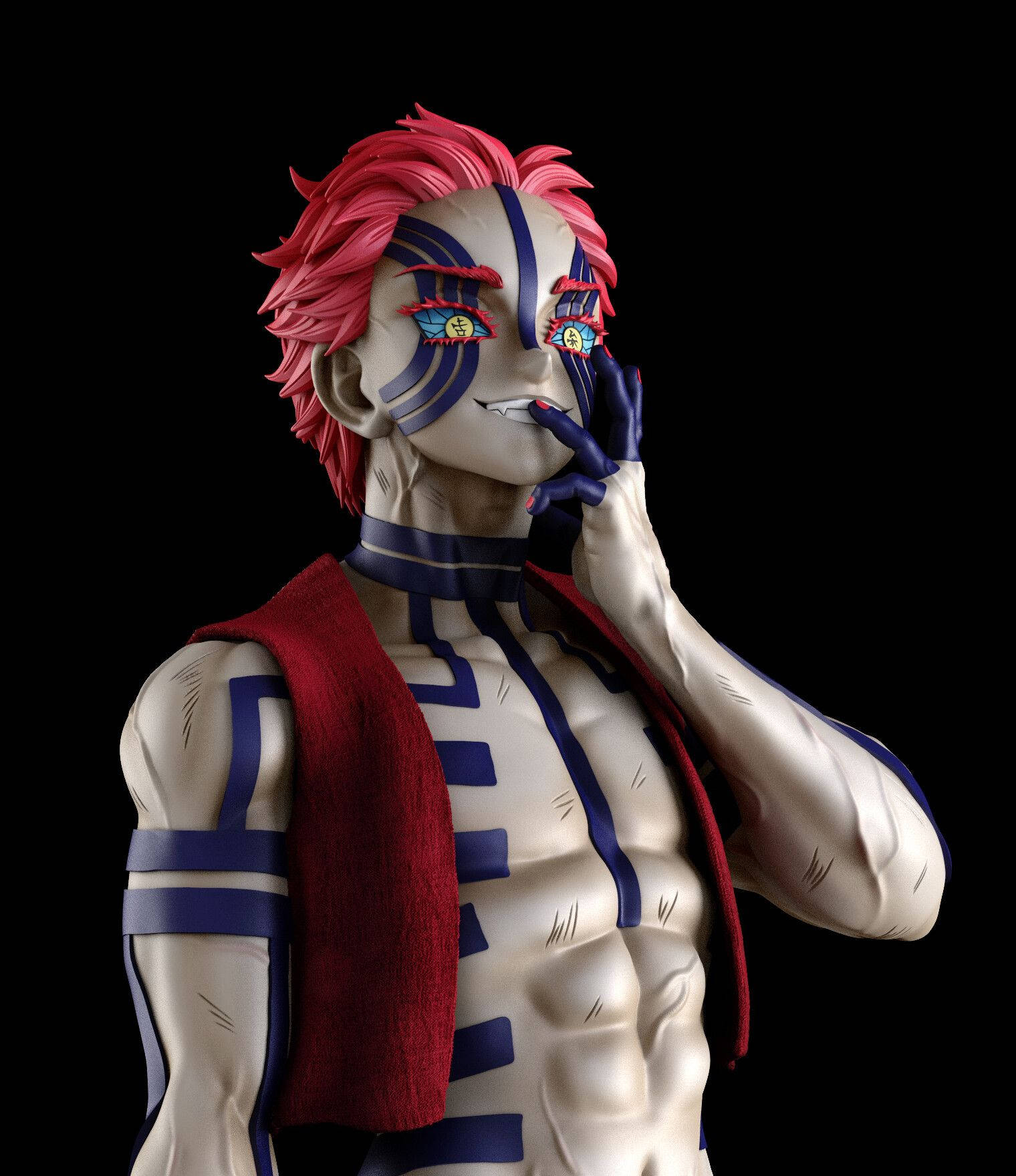 Demon Slayer Akaza Skulpturert Anime Figur Bakgrunner