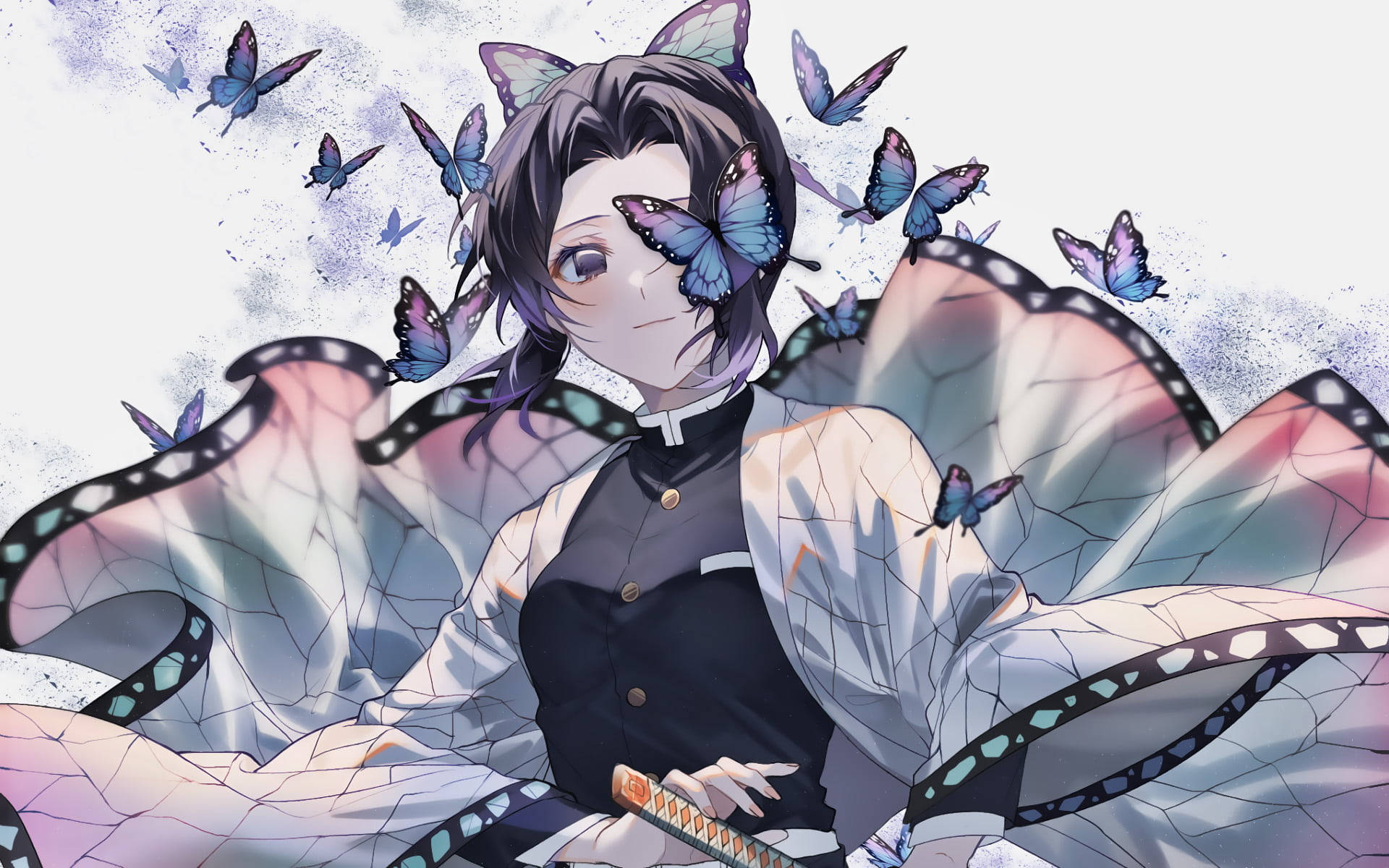 Demon Slayer Lilla og Blå Sommerfugler Shinobu PFP Bakgrunner