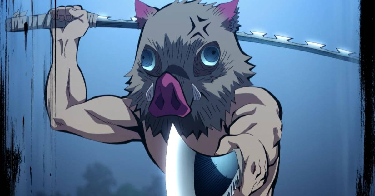Demon Slayer maske med vortesvin-design Bakgrunner
