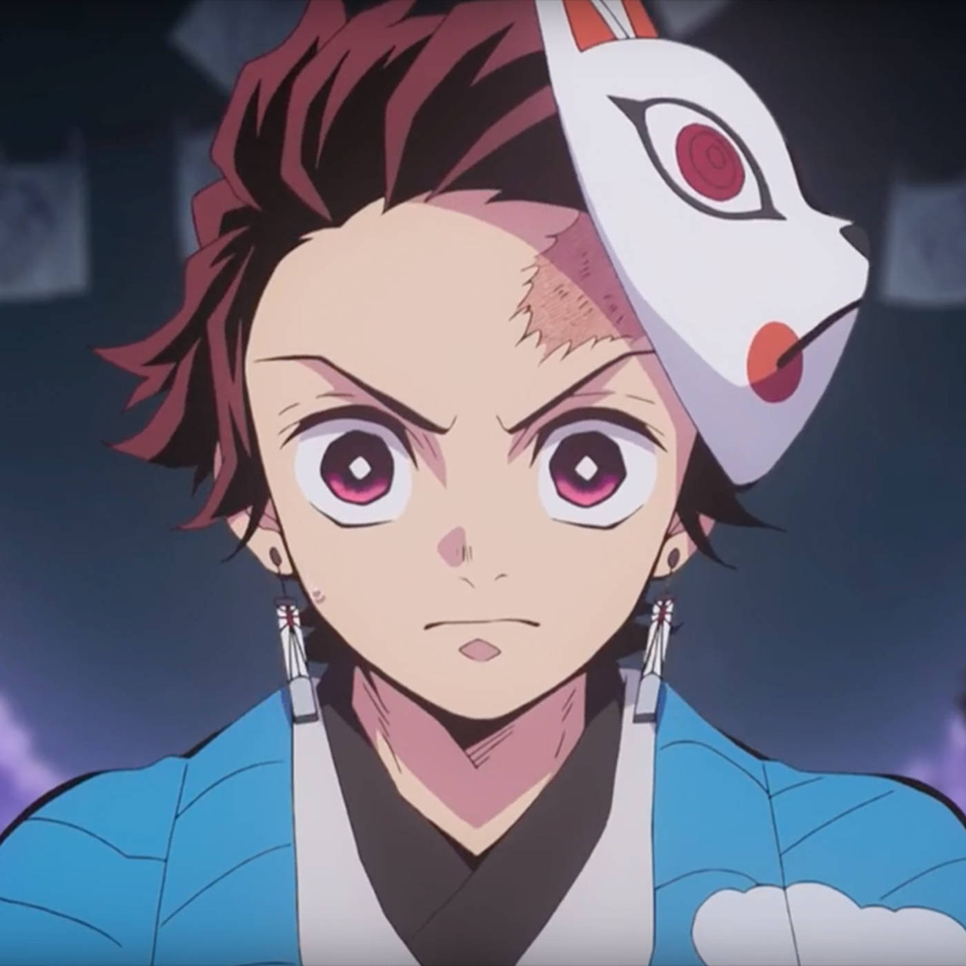 Demon Slayer-maske Tanjiro-portrett Bakgrunner