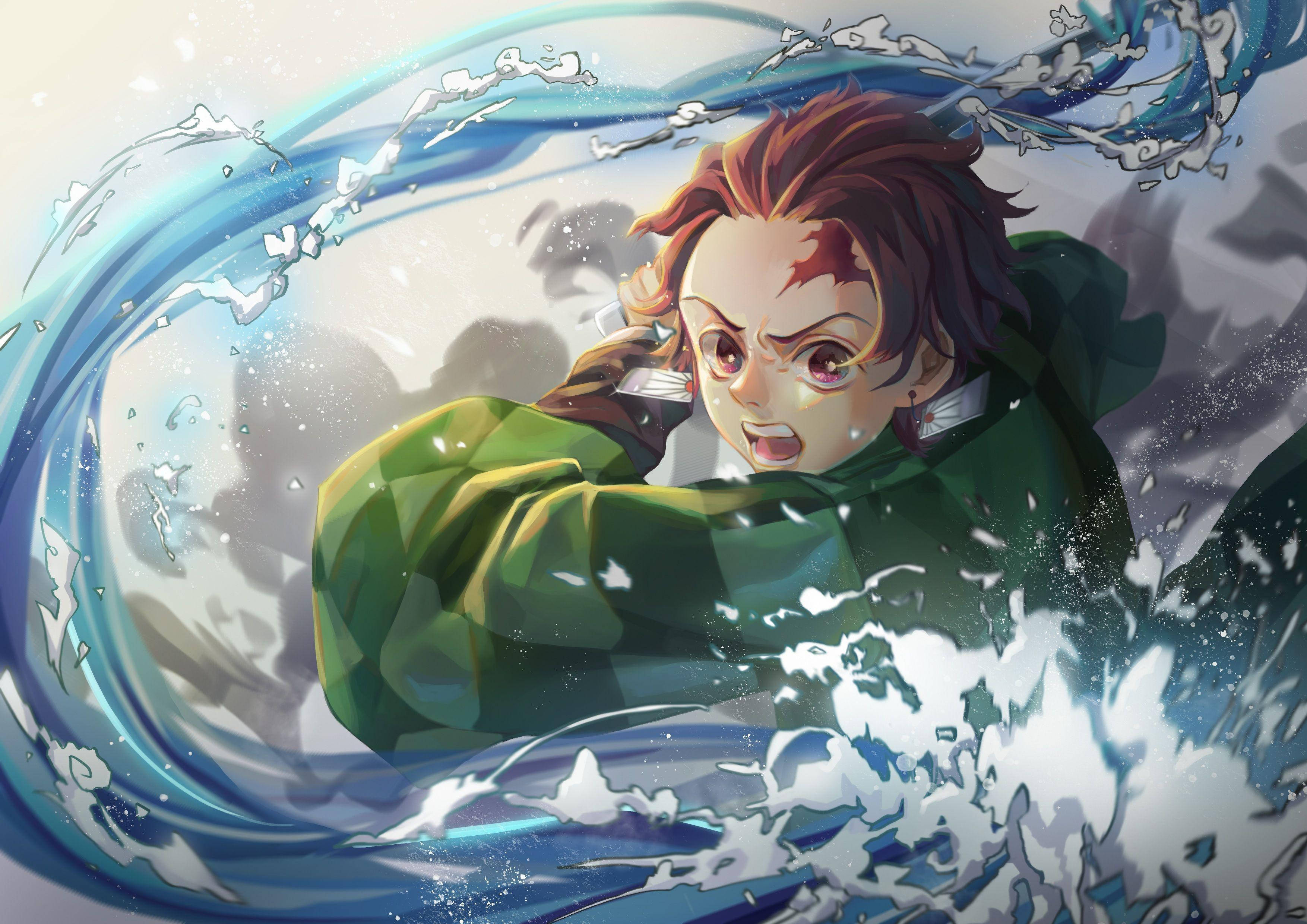 Demon Slayer Tanjiro niende form Bakgrunner