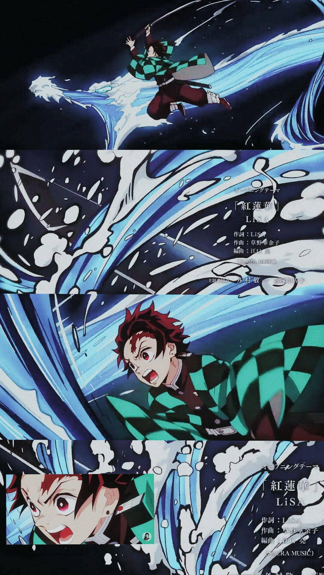 Demon Slayer Tanjiro som slår Bakgrunner