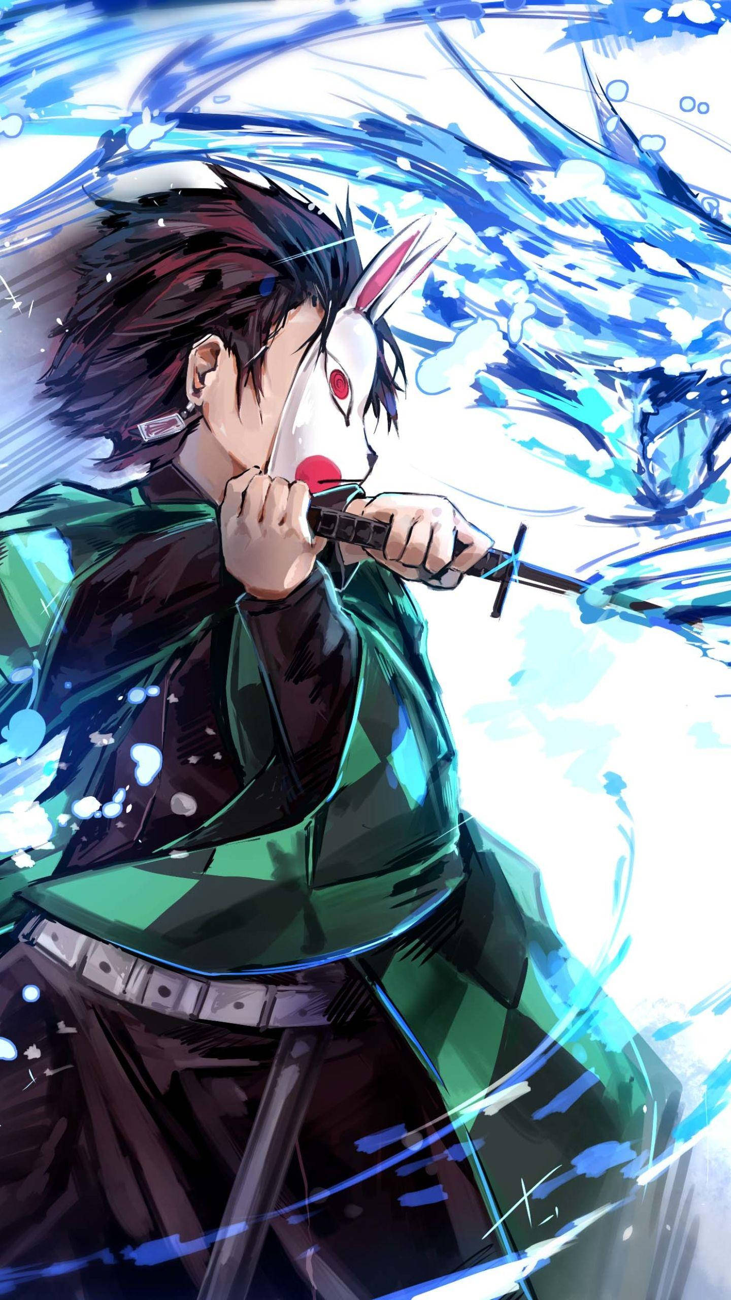 Demon Slayer Tanjiro Virvlende Vann Bakgrunner