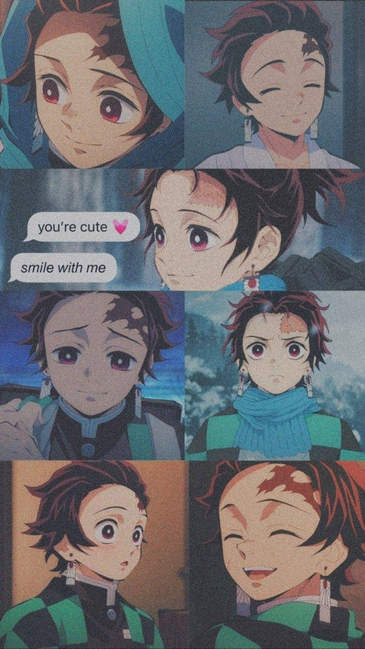 Demon Slayer Telefon Tanjiro Uttrykk Bakgrunner
