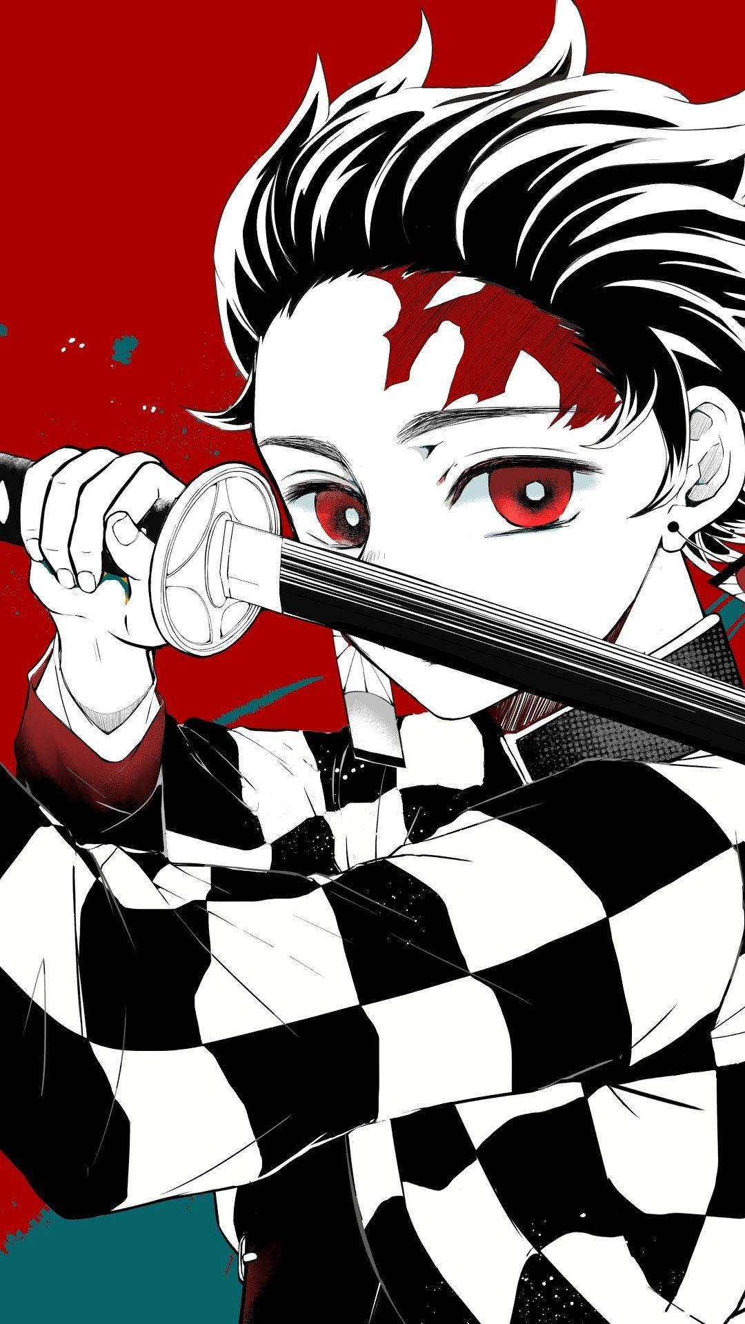 Demon Slayer Telefonillustrasjon Tanjiro Bakgrunner