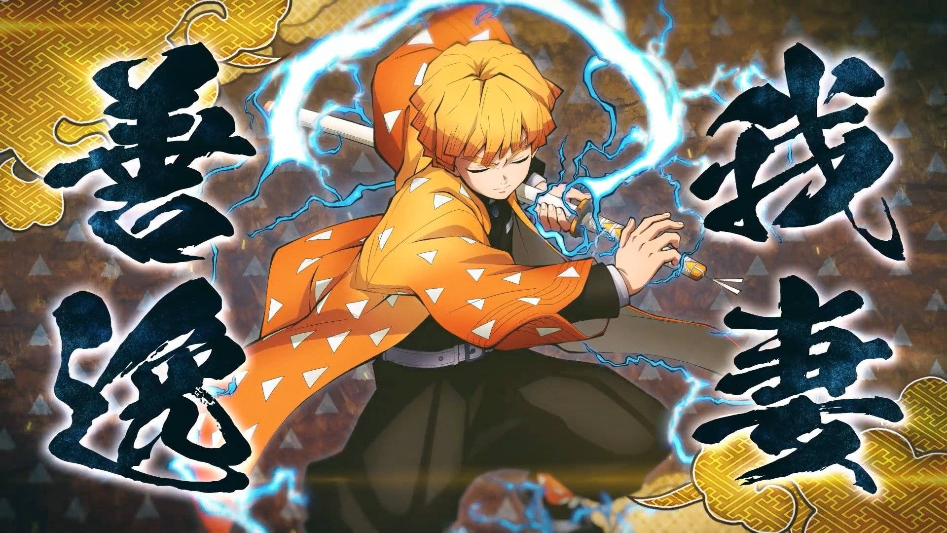 Demon Slayer Zenitsu i kamp Bakgrunner
