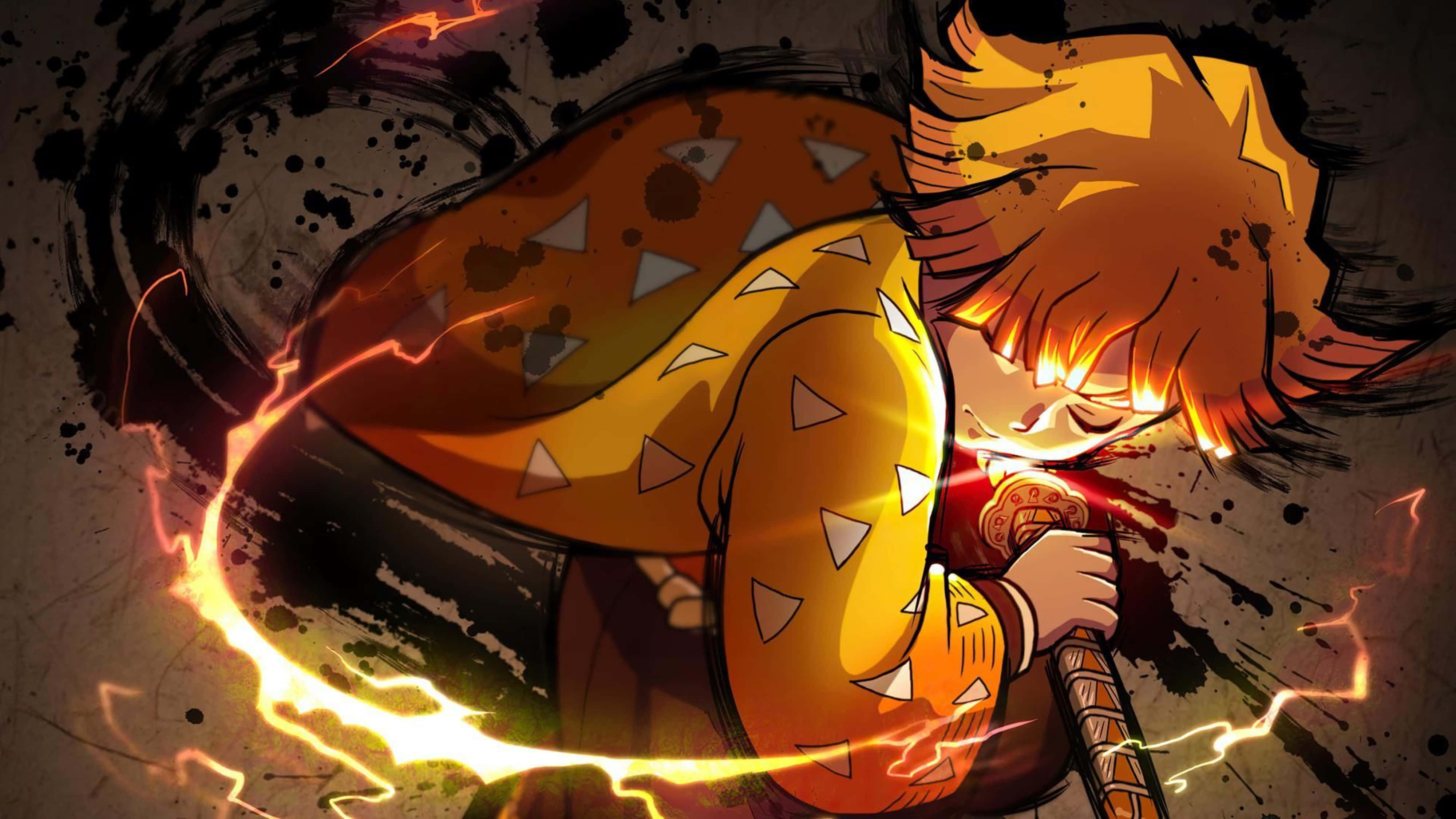 Demon Slayer Zenitsu dreper ondskap 4K Bakgrunner
