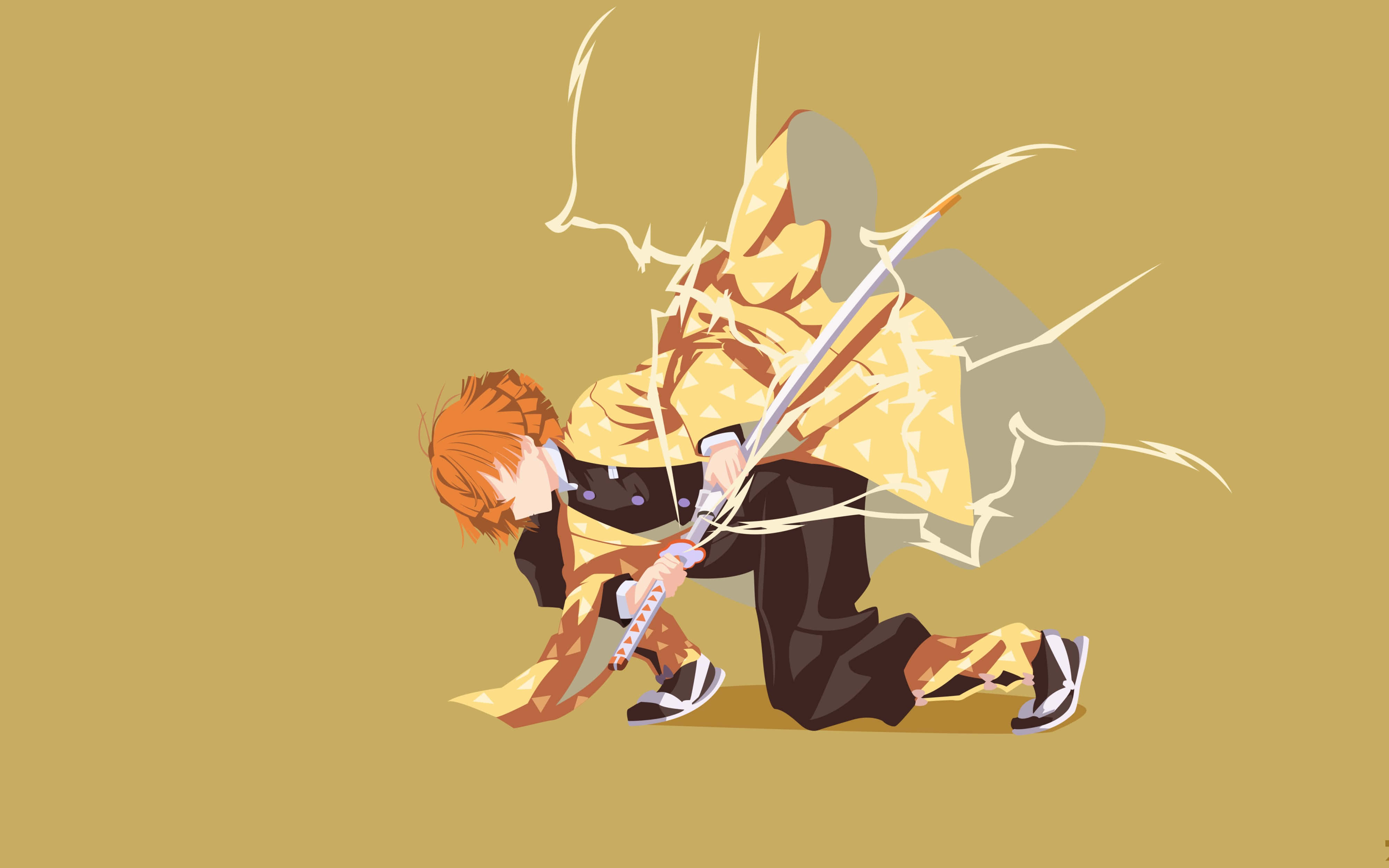 Demon Slayer Zenitsu Kunstverk 4K Bakgrunner