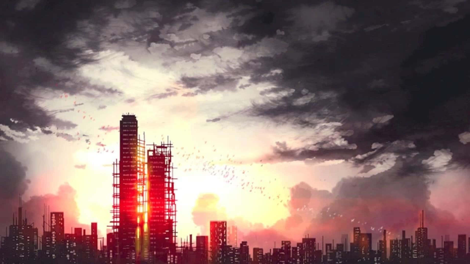 Den dystre silhuetten av Dark City Bakgrunner