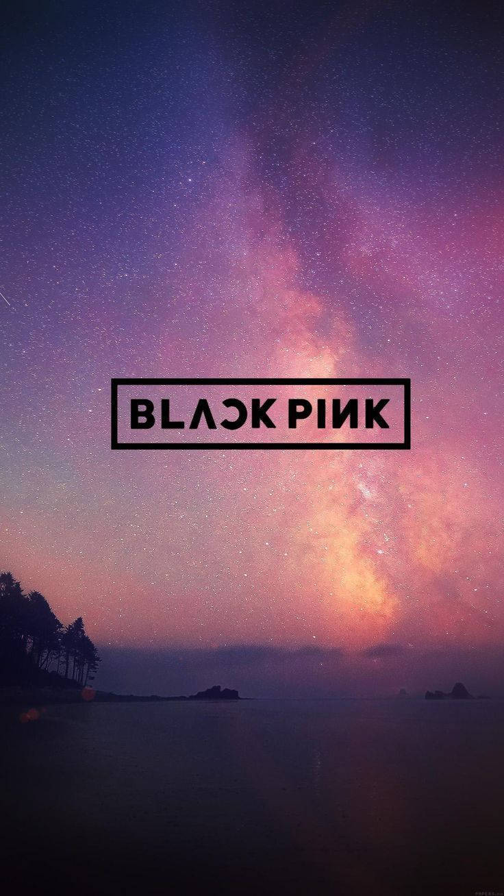 Blackpink logo på innsjø og galakse i lilla estetiske nyanser bakgrunnsbilde