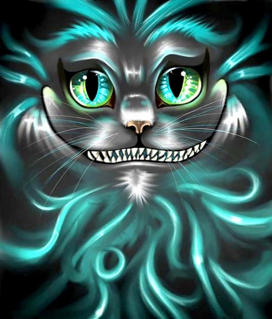 Den ikoniske Cheshire Cat, som titter ut fra en paddehatt i all sin skøyeraktige prakt. Bakgrunner