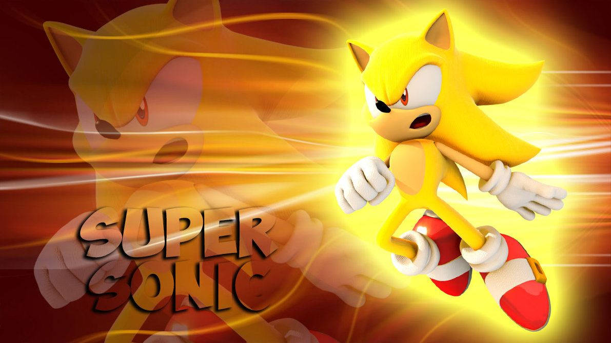 Bakgrunnsbilde av uovervinnelig gul Super Sonic.