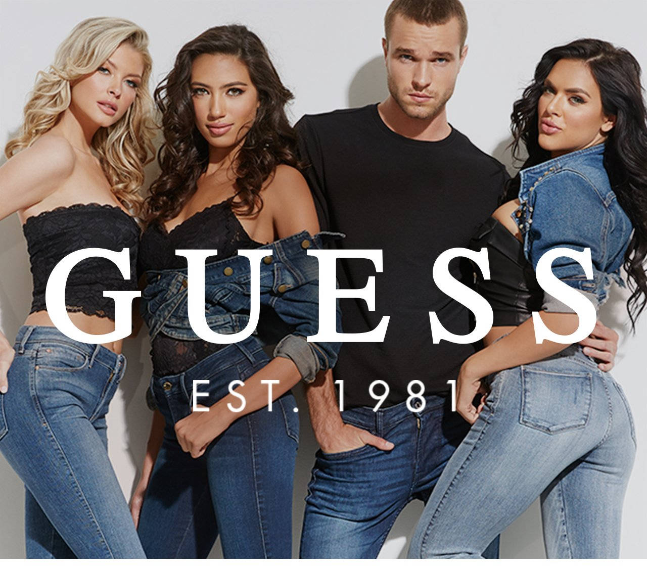 Denim Guess overall-antrekk Bakgrunner