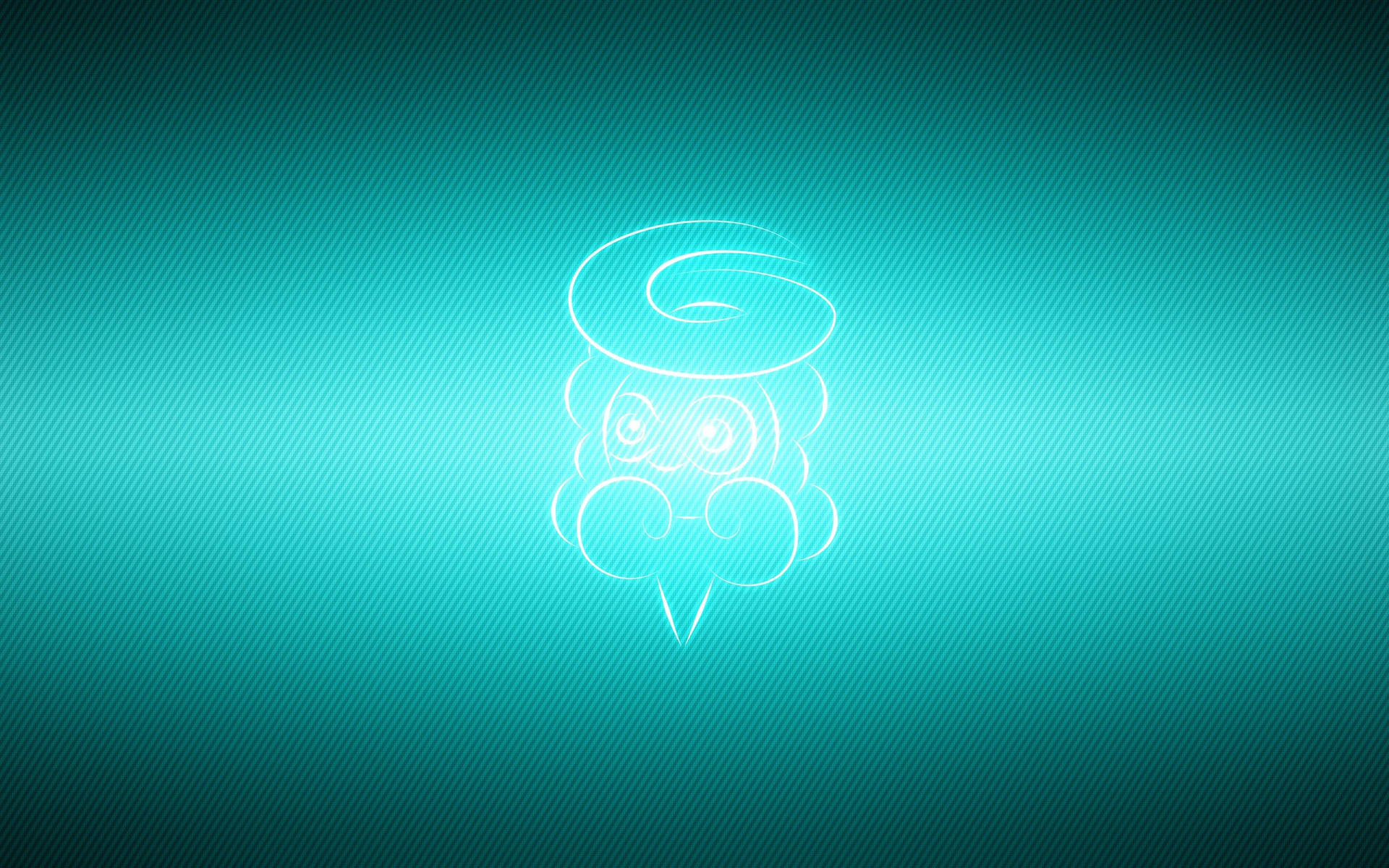 Neonblå fanart av Pokémon Castform i snøform som bakgrunnsbilde.