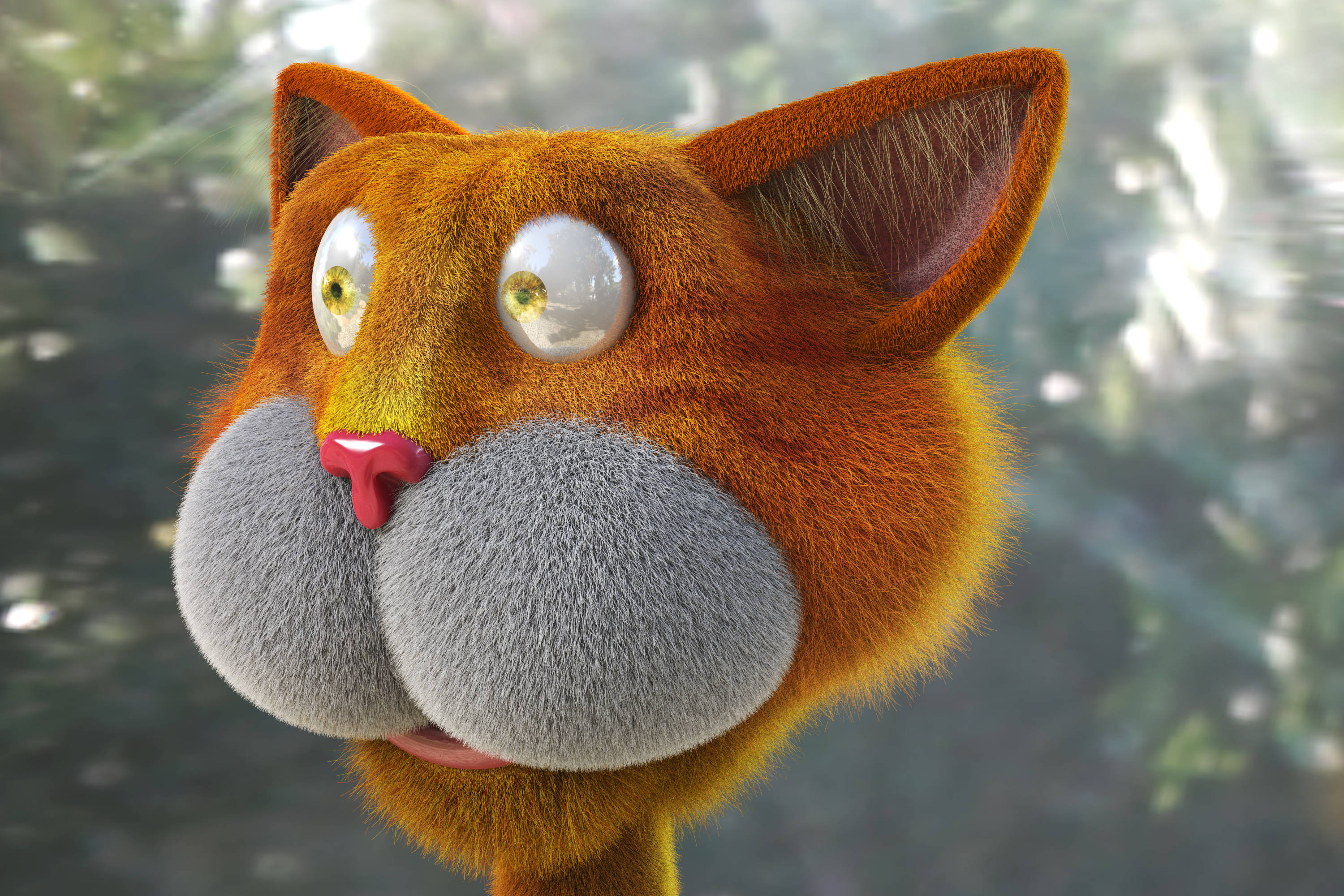 Denne søte, livaktige 3D-oransjekatten vil lyse opp dagen din! Bakgrunner