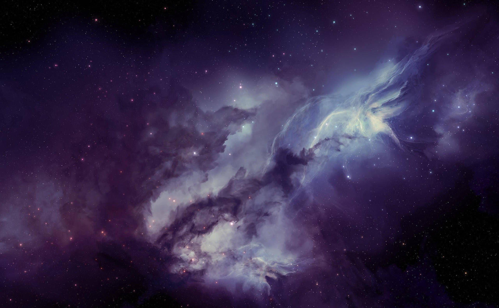 En fantastisk bakgrunn av uregelmessig galakse, stjerner og kosmisk støv.