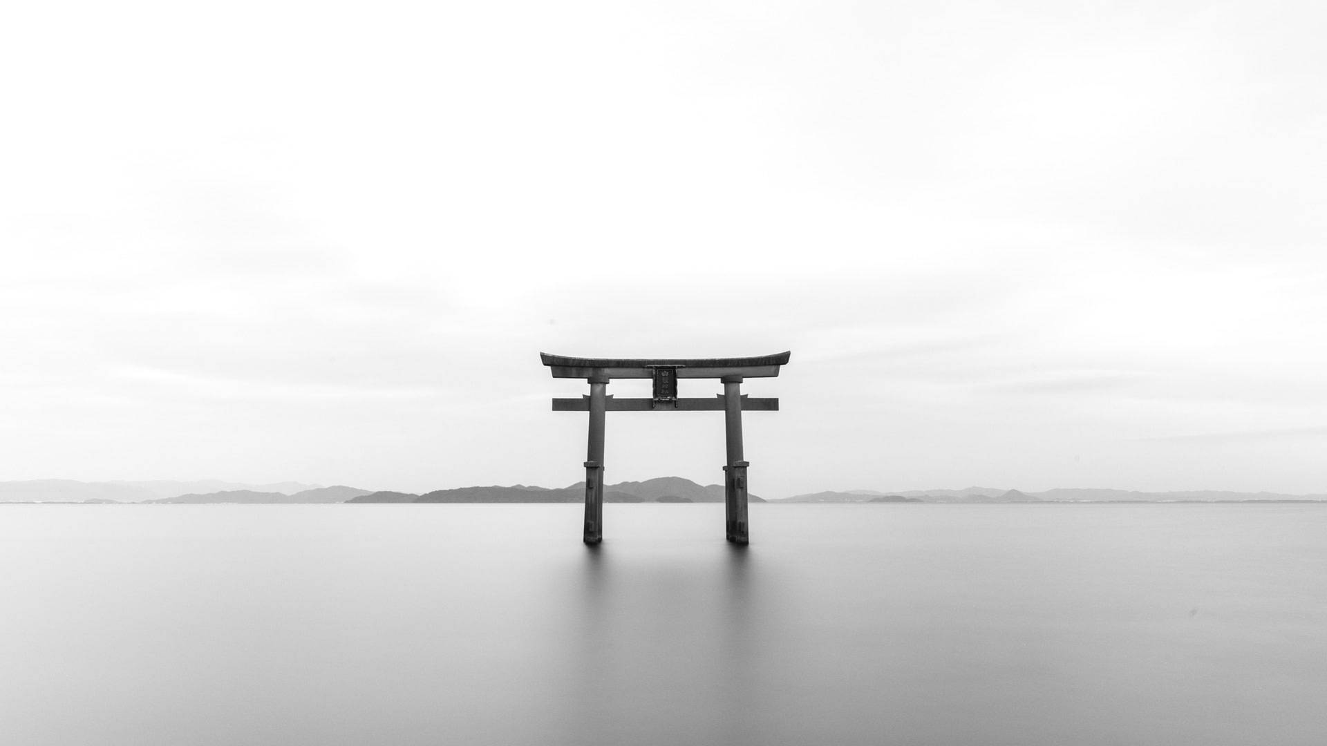 Torii-port Japan gråtone bakgrunnsbilde