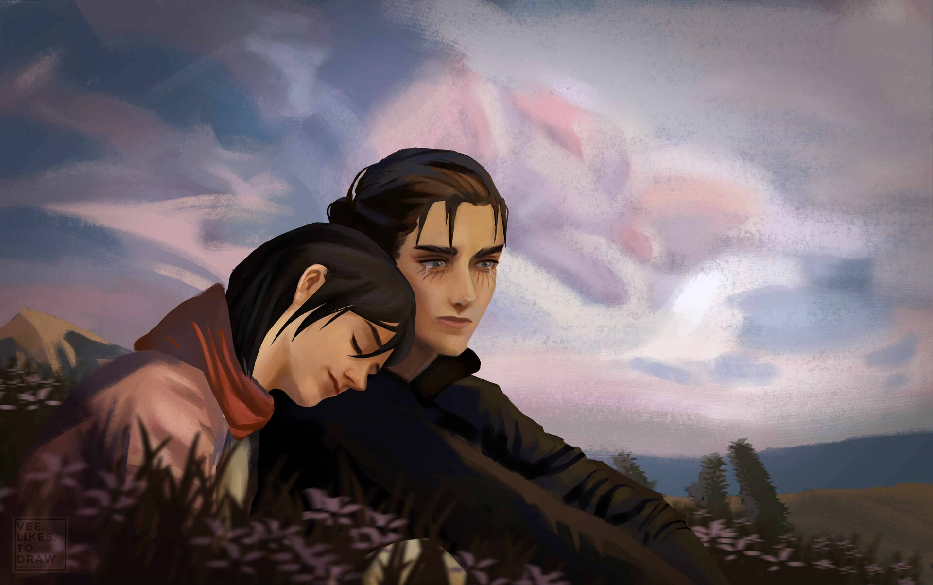 Digital Art Anime Par AOT Bakgrunner
