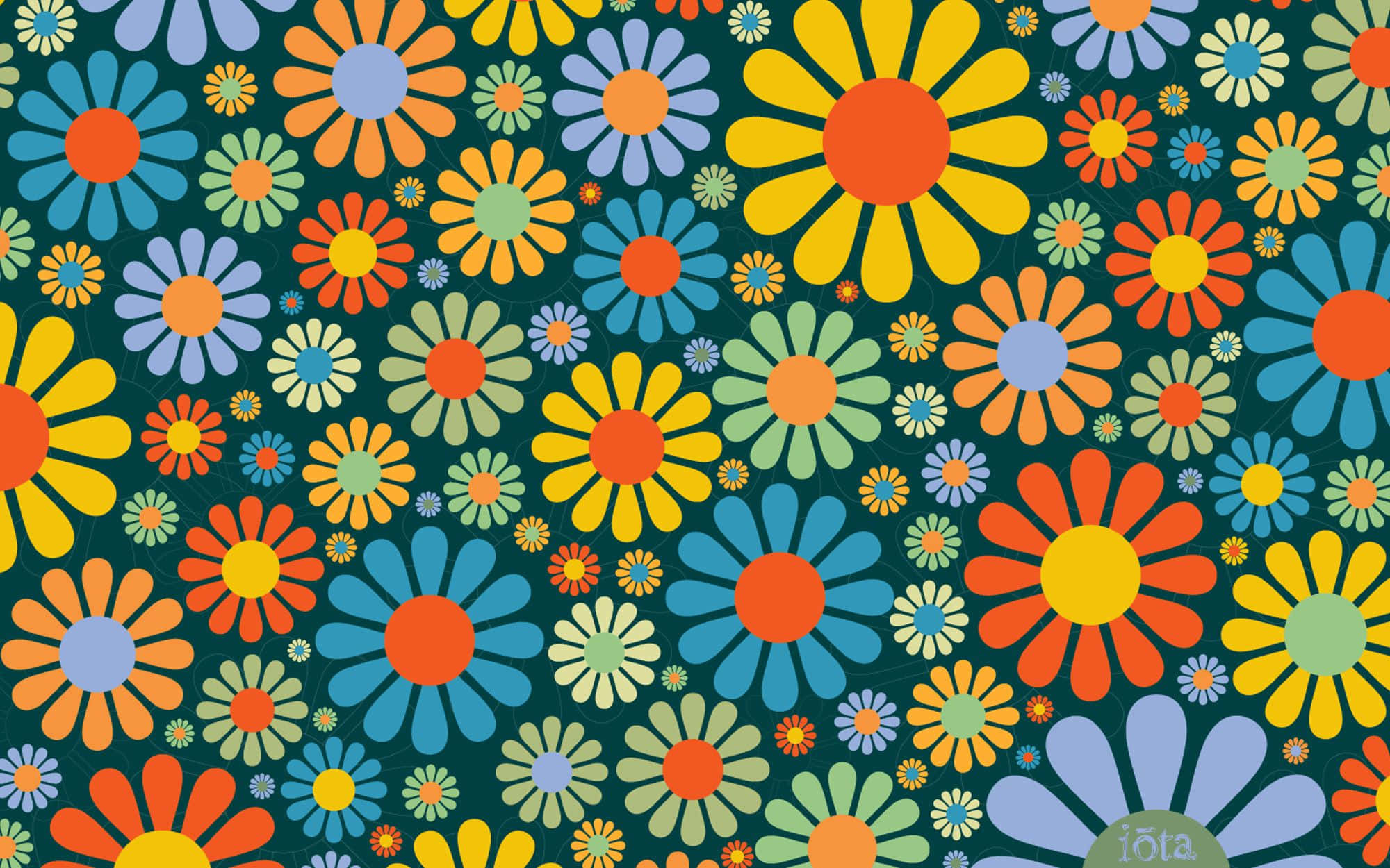 Digital kunst av blomst 70-talls estetikk skrivebord Bakgrunner