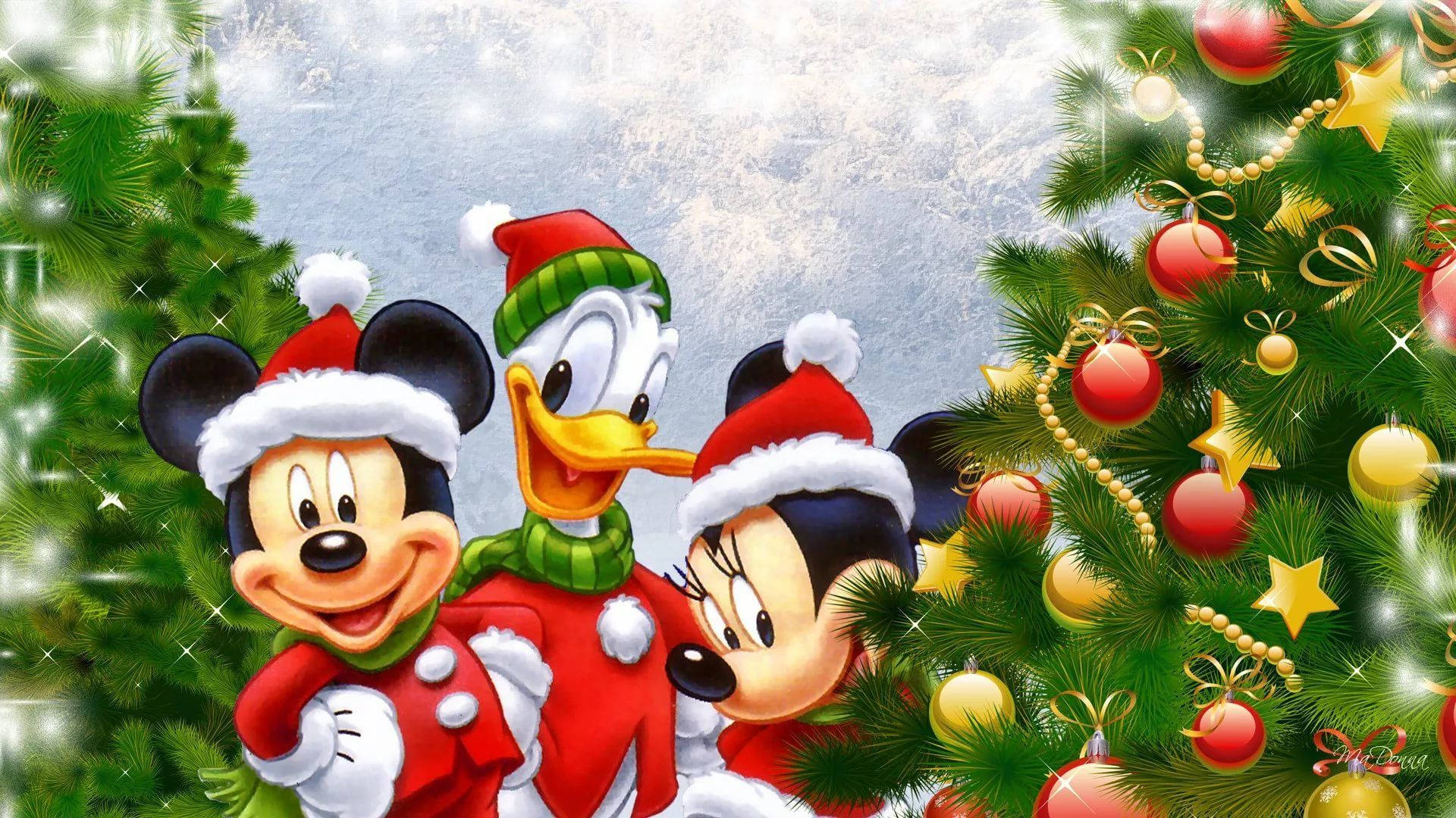 Disney 1920x1080 HD Mikke Mus og Vennene Juletrær Bakgrunner