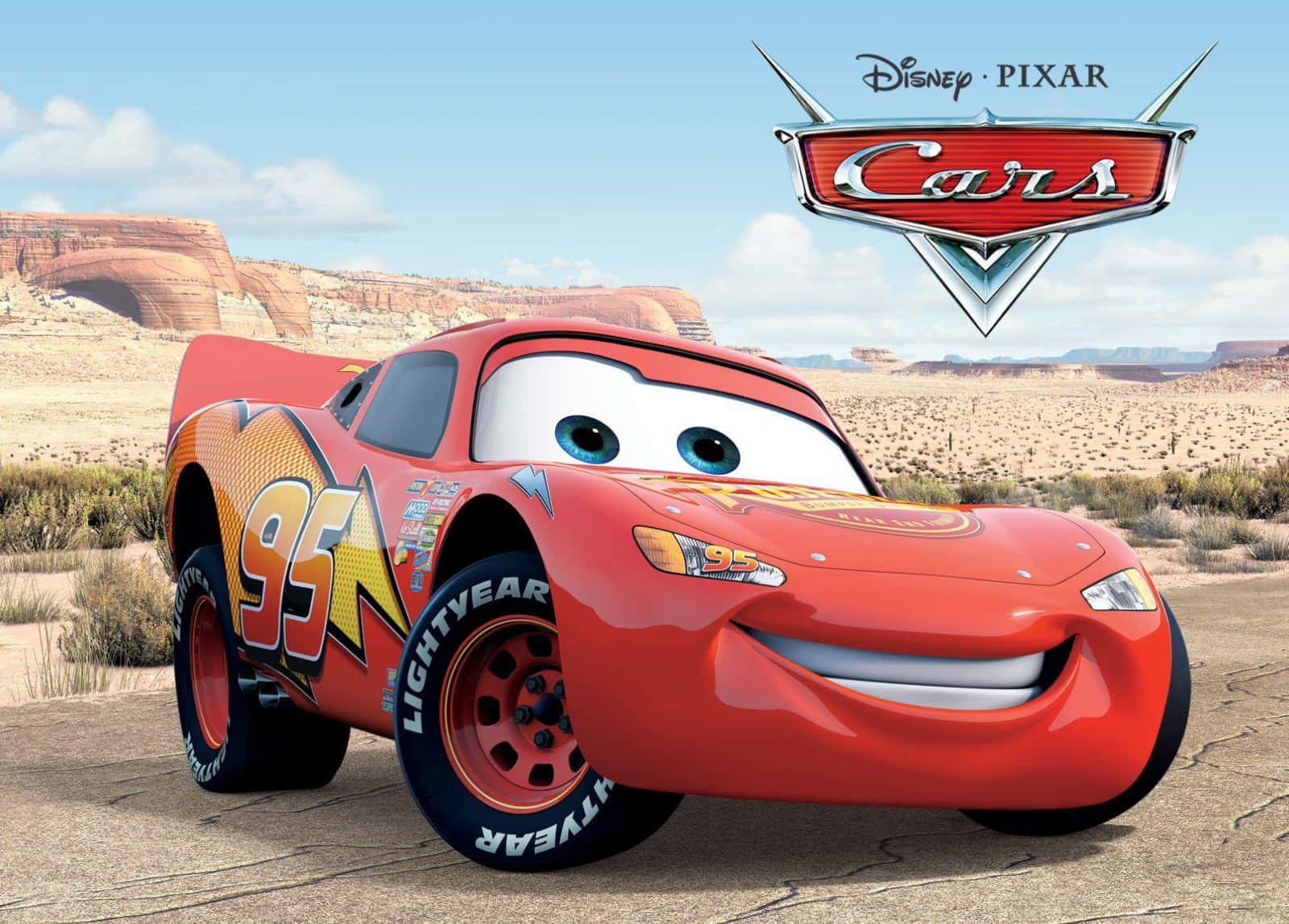 Disney Cars-karakteren Lynet McQueen i Radiator Springs Bakgrunner