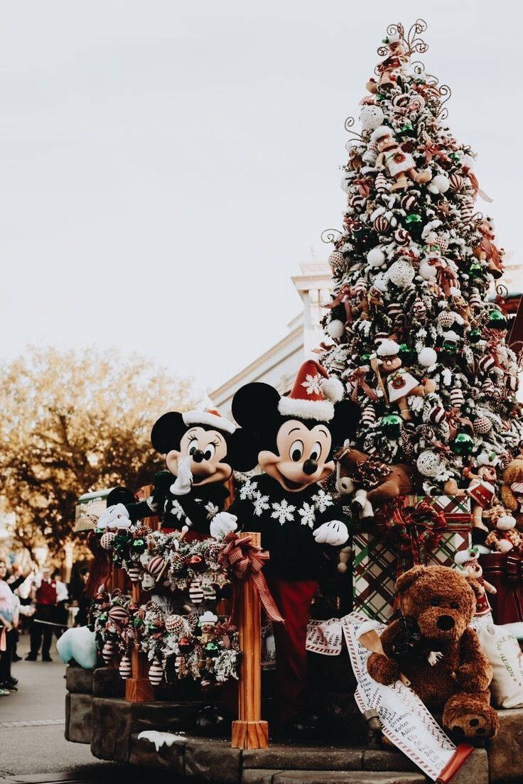 Disney Christmas iPhone Vintage Mikke Mus og Minni Mus Bakgrunner