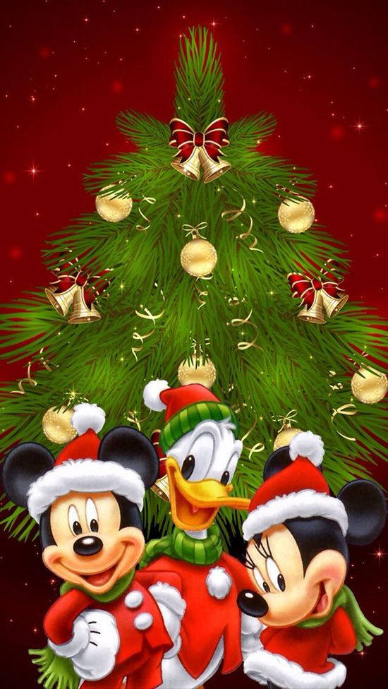 Disney Christmas iPhone Mickey og glade venner Bakgrunner
