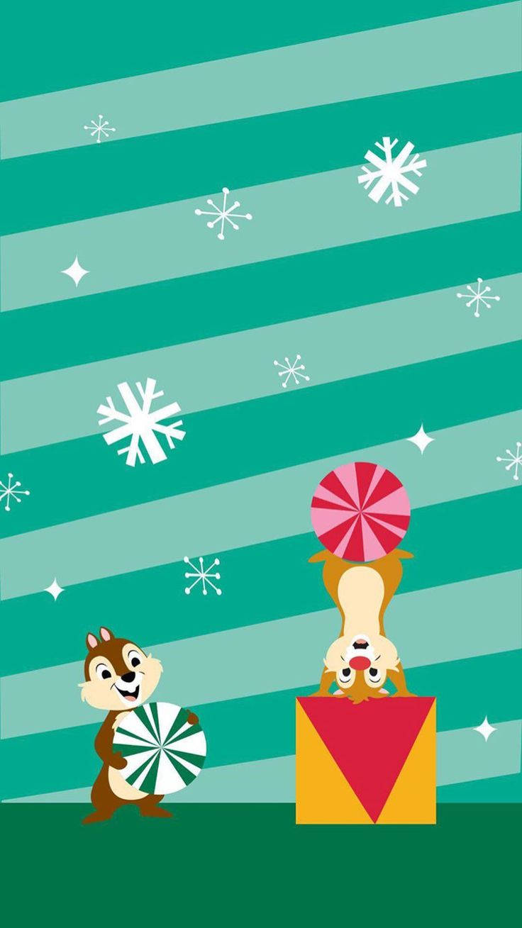 Disney Jule iPhone Chip 'N Dale Bakgrunner