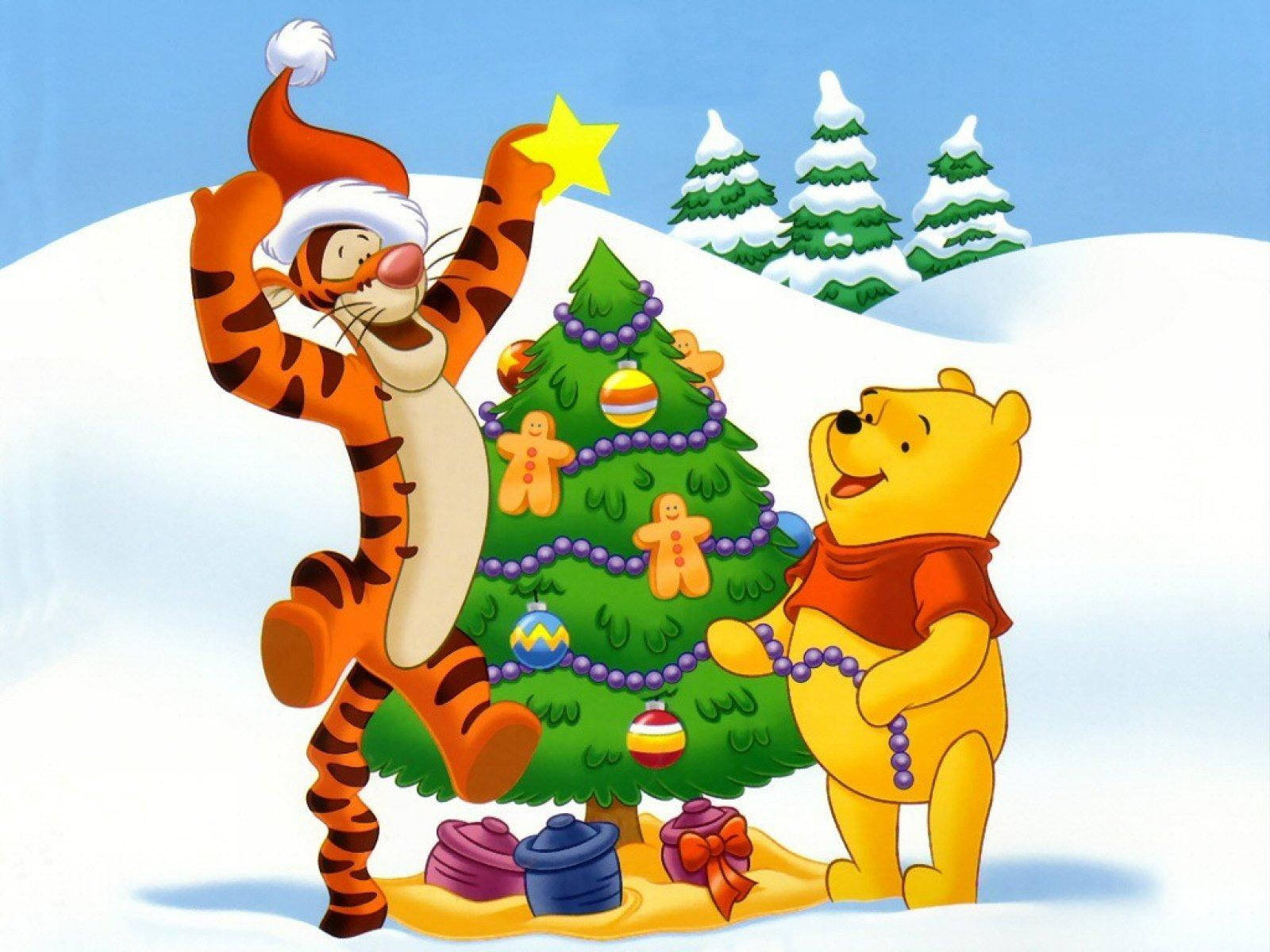 Disney Winnie The Pooh pynter juletreet Bakgrunner