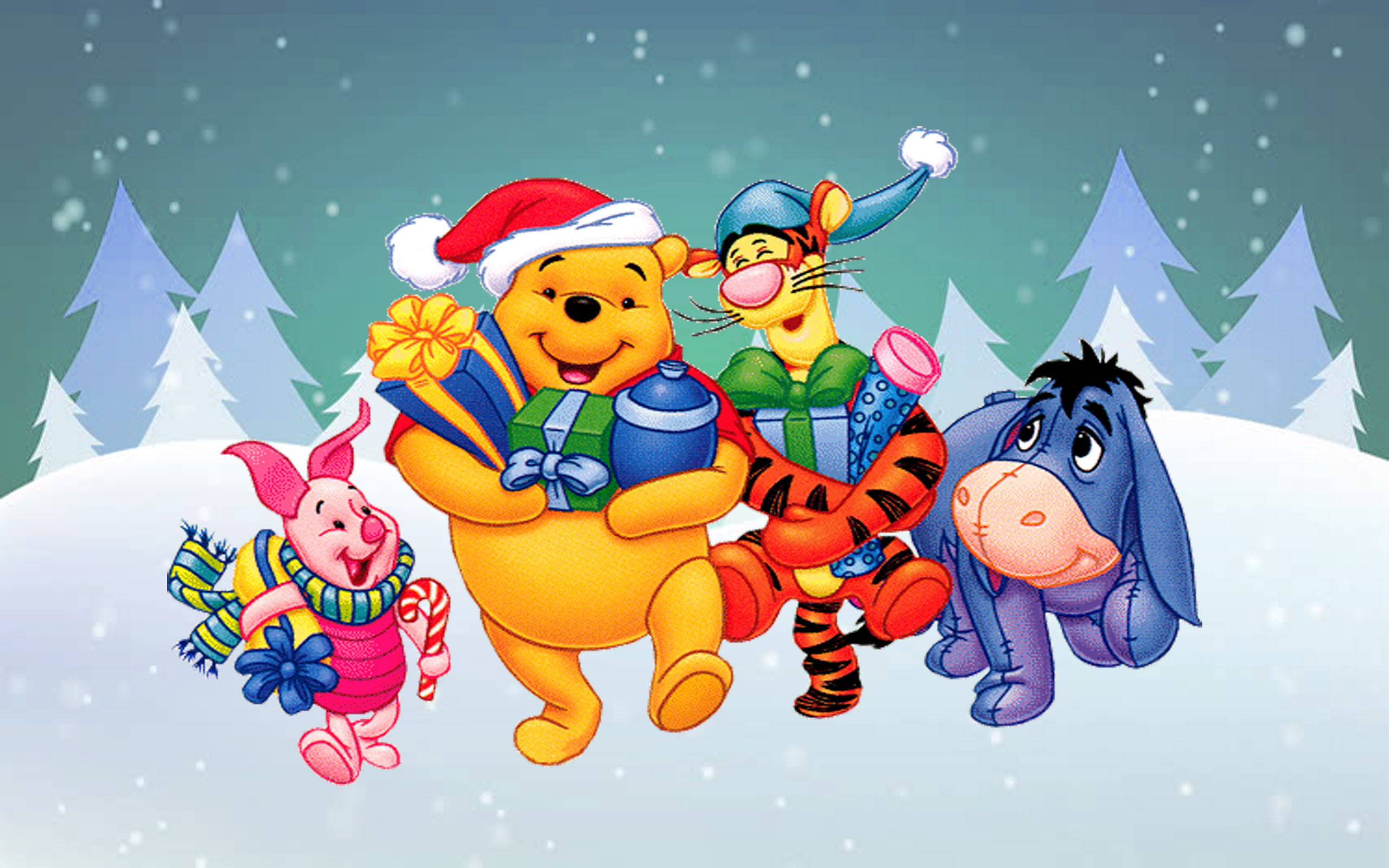 Disney Winnie The Pooh juletema Bakgrunner