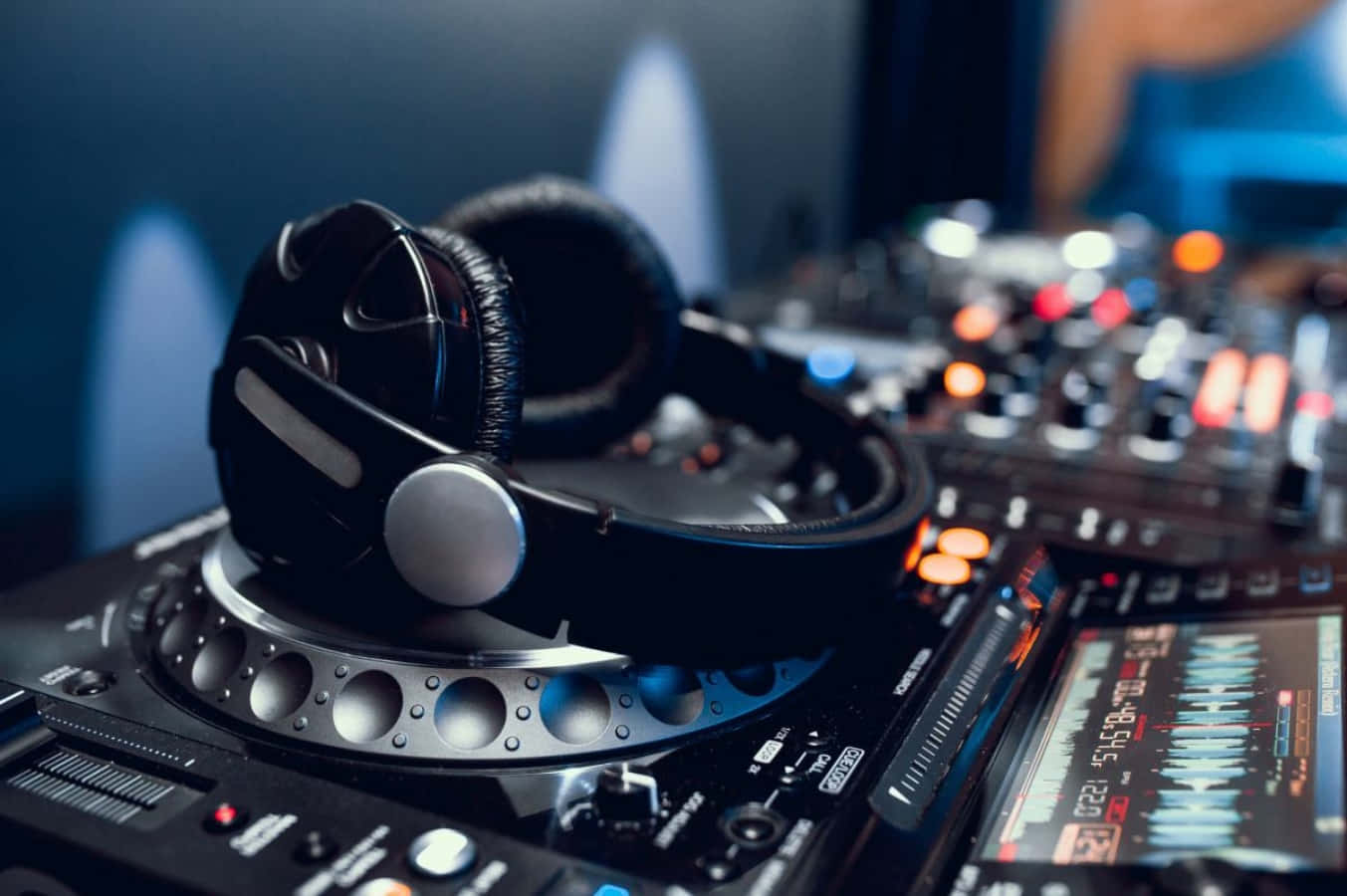 DJ-musikkoppsett med hodetelefon Bakgrunner
