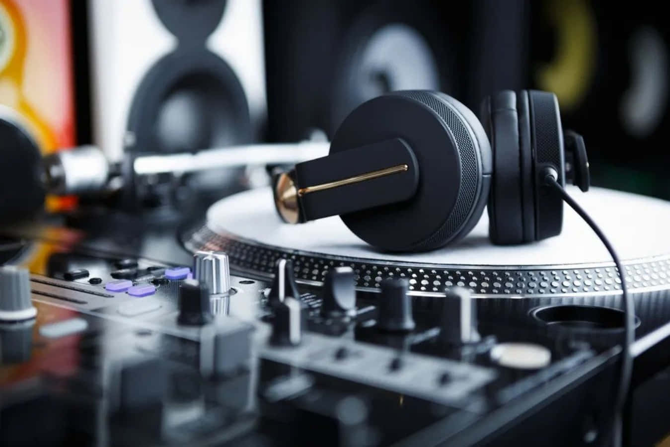 DJ-sett platespiller hodetelefoner musikkbilde Bakgrunner