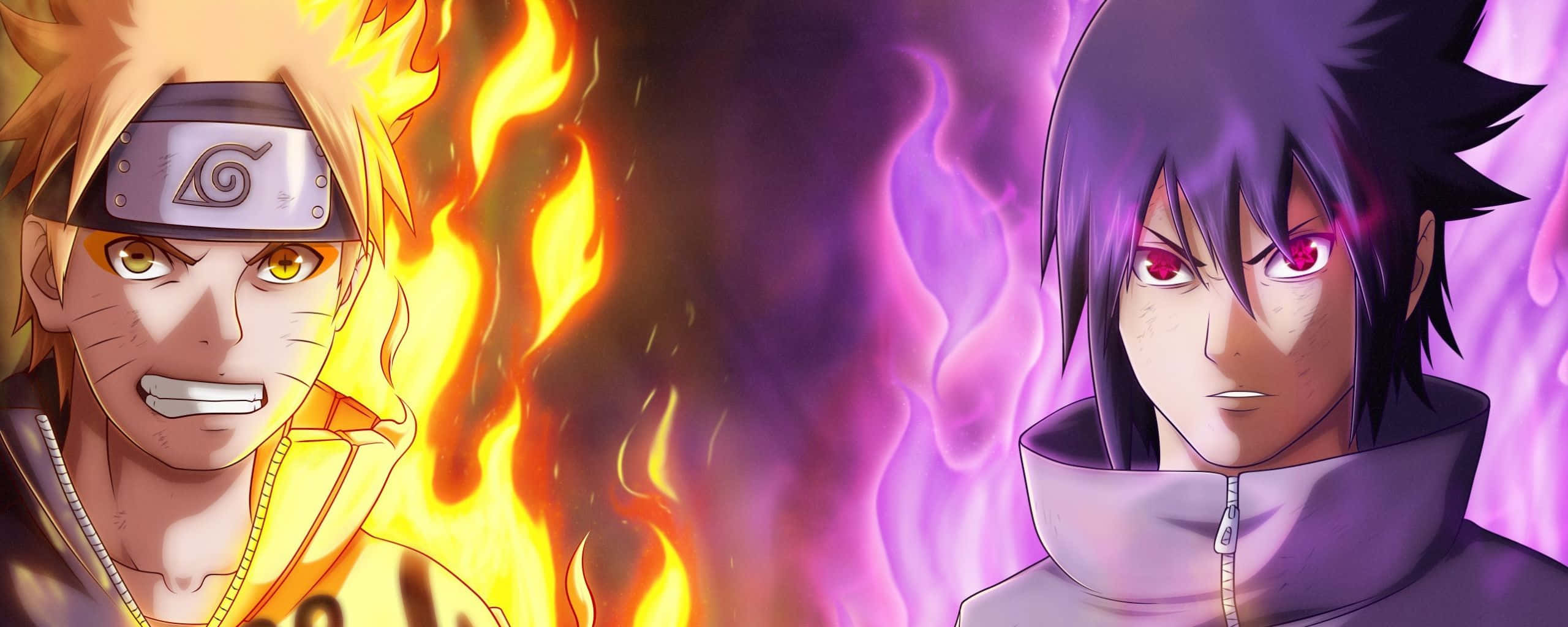 Dobbel skjerm anime Naruto vs. Sasuke Bakgrunner