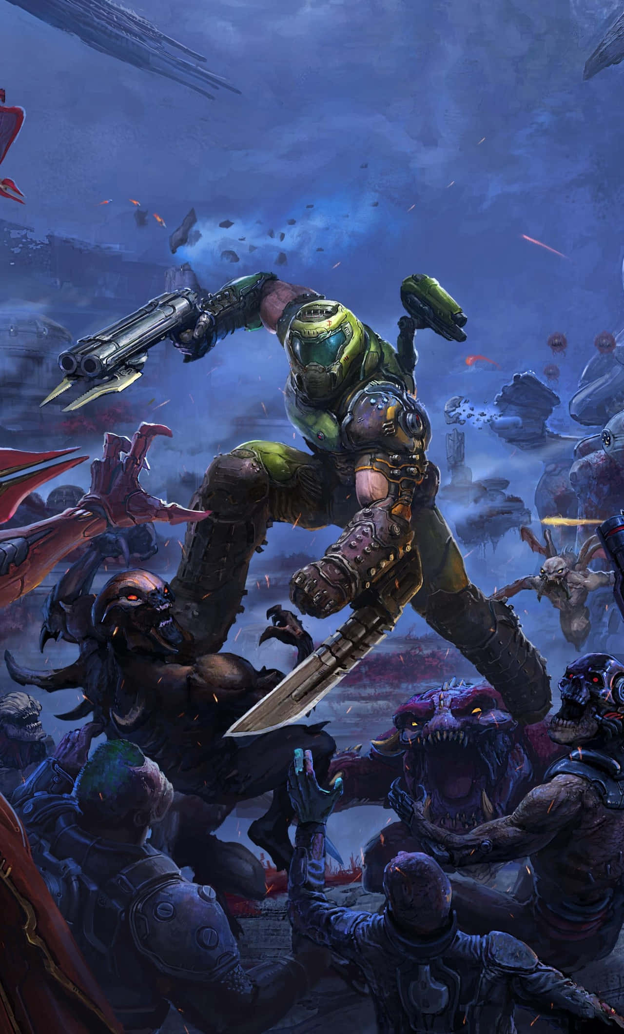 Doom Guy Pixel 3xl Doom Eternal monster bakgrunn Bakgrunner
