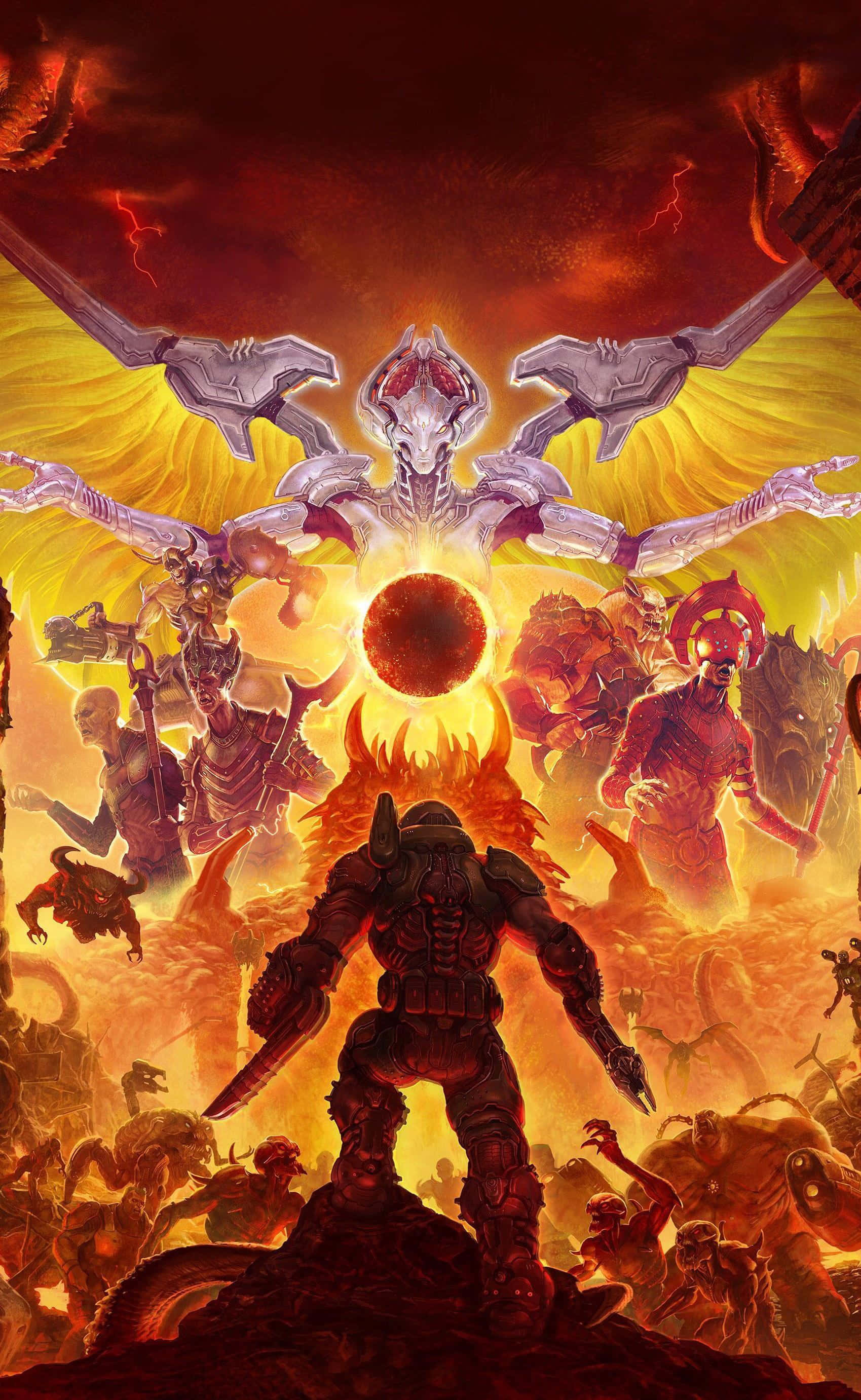 doomsday - en plakat med en demon og en demon Bakgrunner