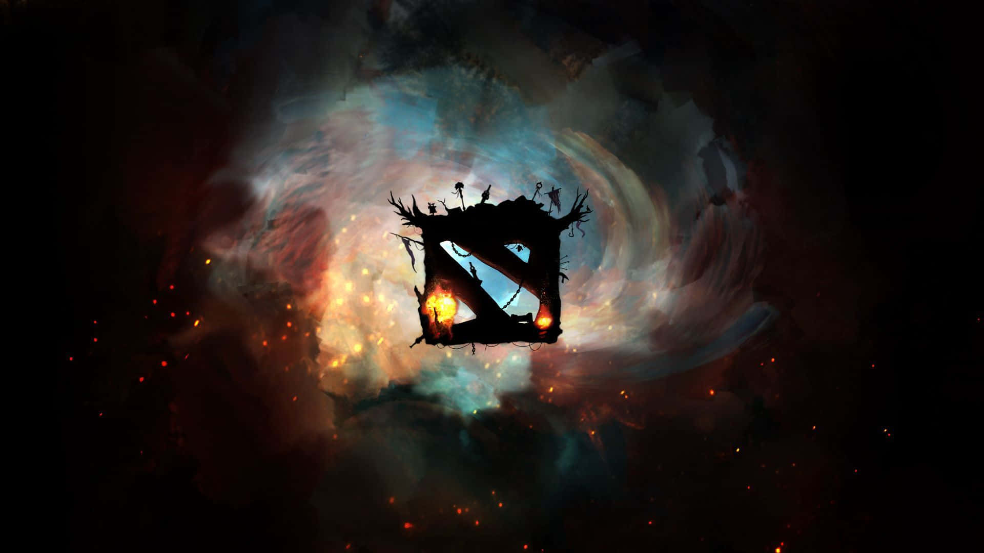 Dota-logo med ild og røyk Bakgrunner