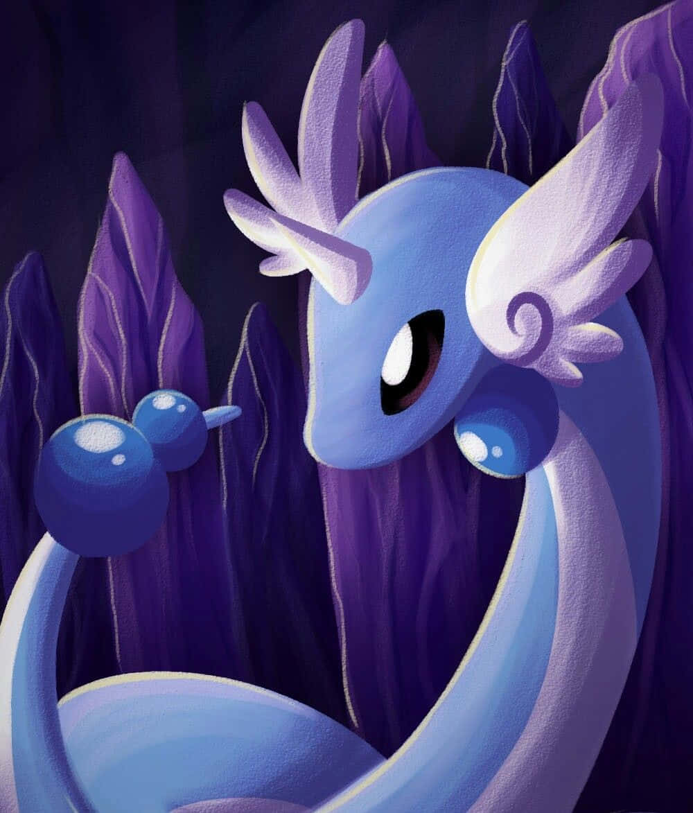 Dragonair 2D-illustrasjon med lilla bakgrunn Bakgrunner