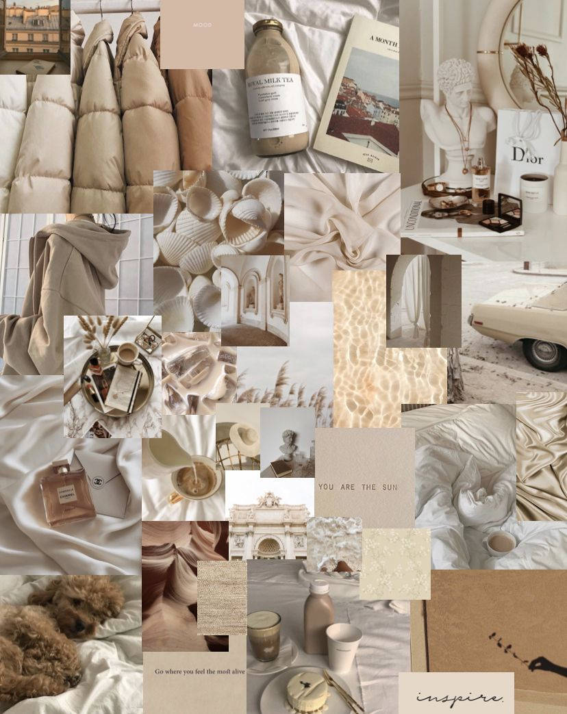 Drikker Beige Estetisk Collage Bakgrunner