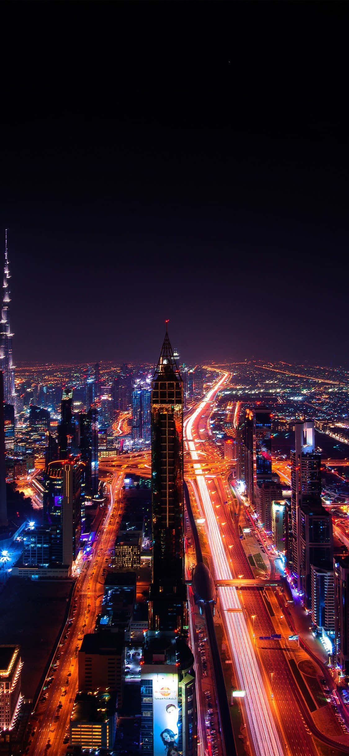 Dubai City iPhone Display At Night Bakgrunner
