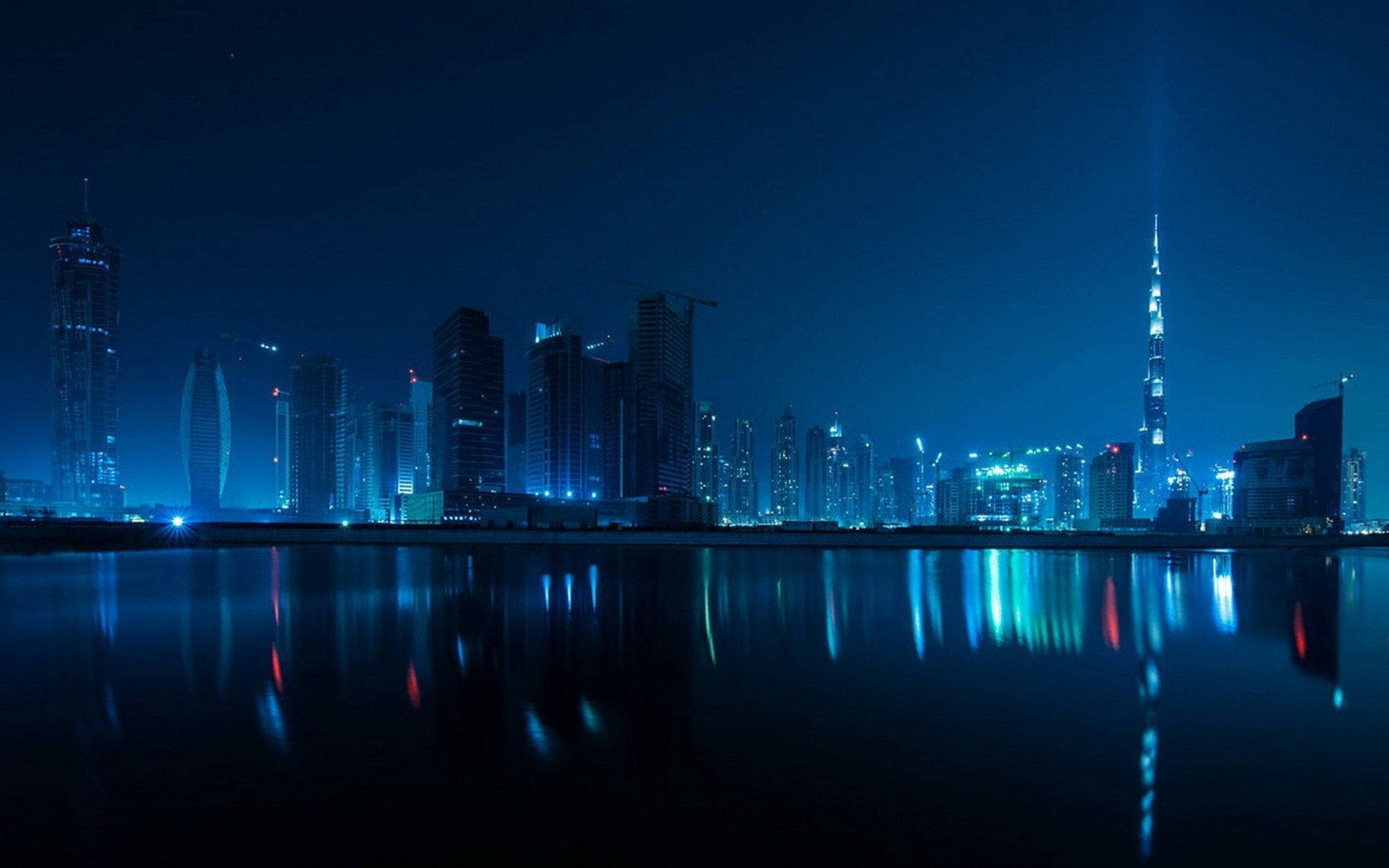 Dubai Skyline Blå Estetisk PC Bakgrunner