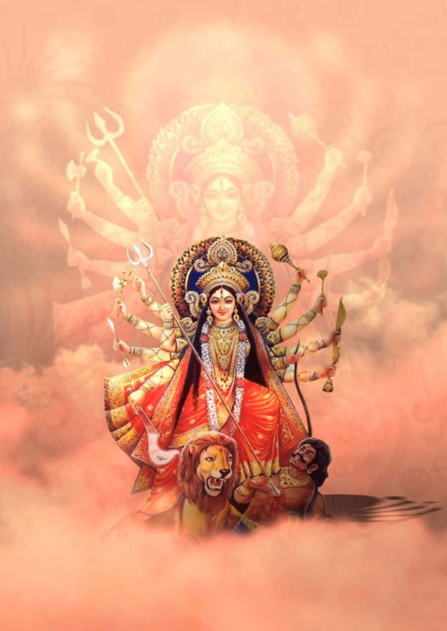 Durga Maa på skyet himmel Bakgrunner