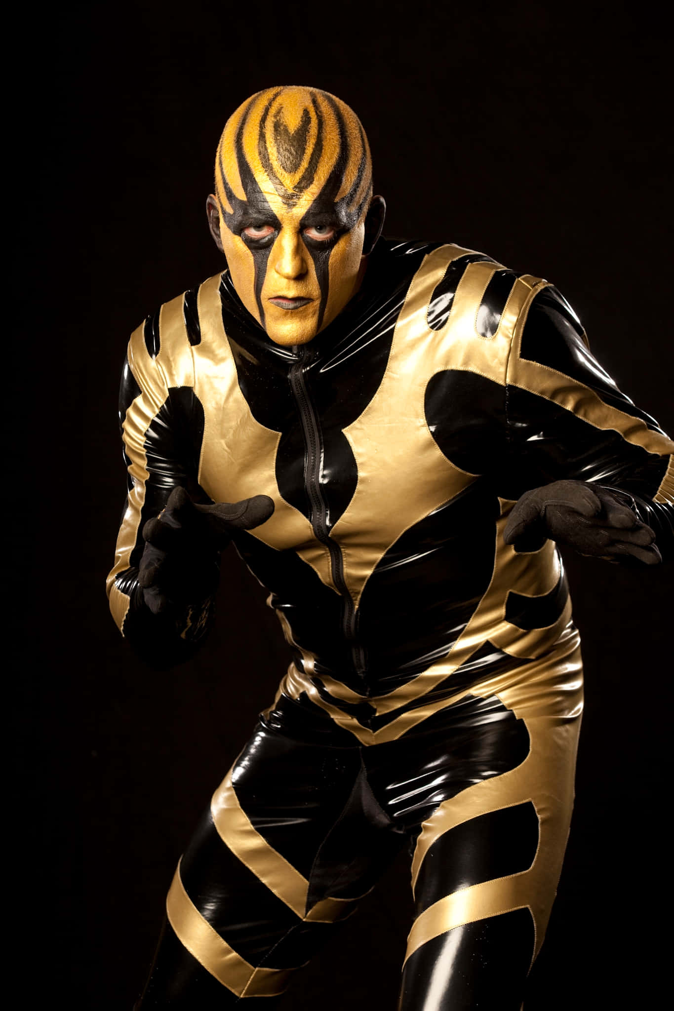 Dustin Rhodes iført sin ikoniske Goldust-drakt Bakgrunner