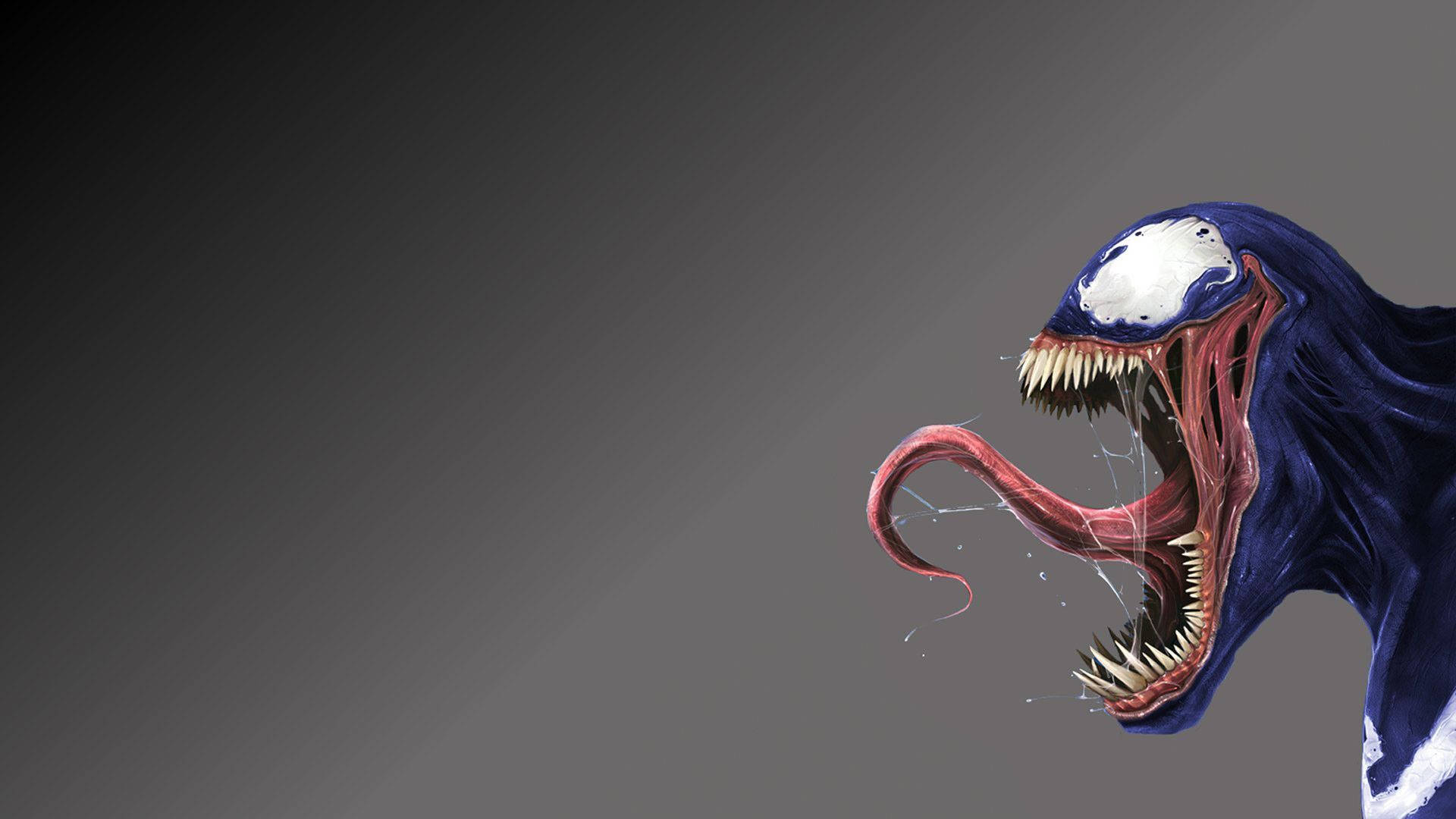 Marvel-skurk Venom som viser sine skarpe tenner og lange tunge.